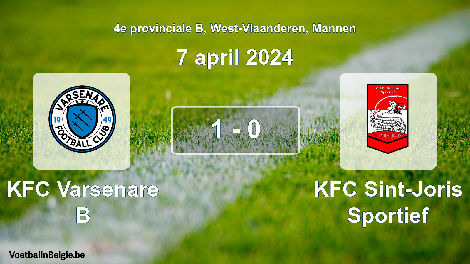 Gespeelde wedstrijd mannenvoetbal: KFC Varsenare B - KFC Sint-Joris Sportief 1 - 0 (7 april 2024)
