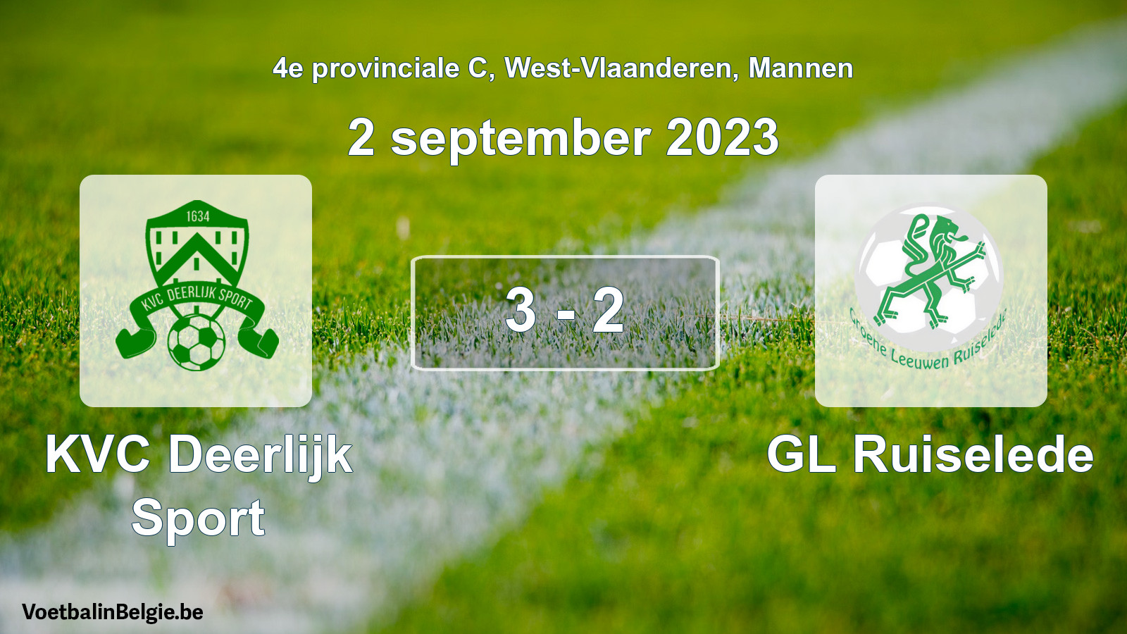Gespeelde wedstrijd mannenvoetbal: KVC Deerlijk Sport - GL Ruiselede 3 - 2 (2 september 2023)