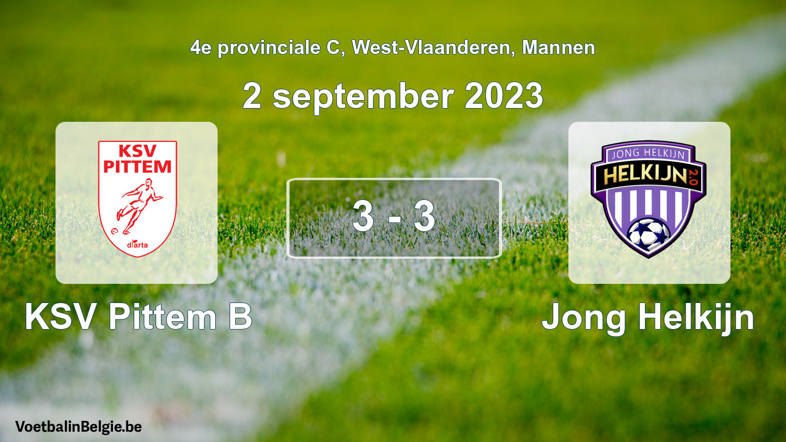 Played match men football: KSV Pittem B - Jong Helkijn 3 - 3 (2 September 2023)