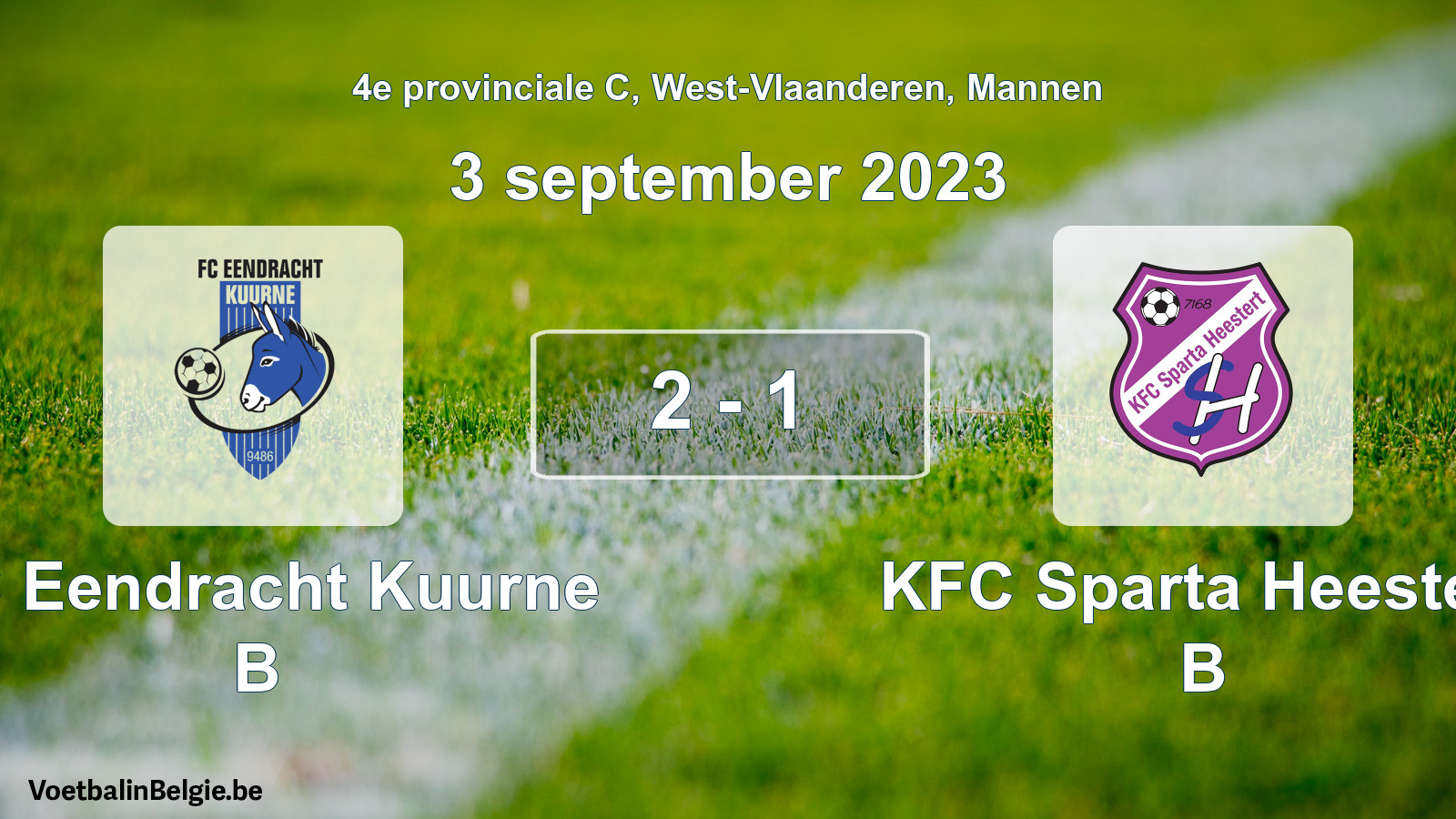 Gespeelde wedstrijd mannenvoetbal: FC Eendracht Kuurne B - KFC Sparta Heestert B 2 - 1 (3 september 2023)