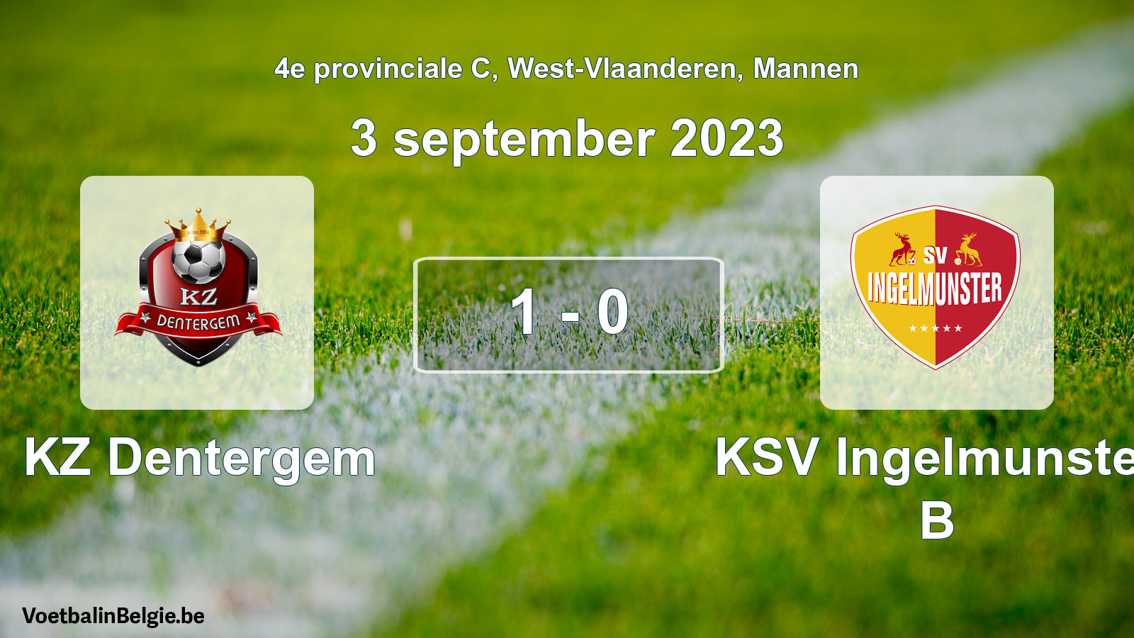 Gespeelde wedstrijd mannenvoetbal: KZ Dentergem - KSV Ingelmunster B 1 - 0 (3 september 2023)