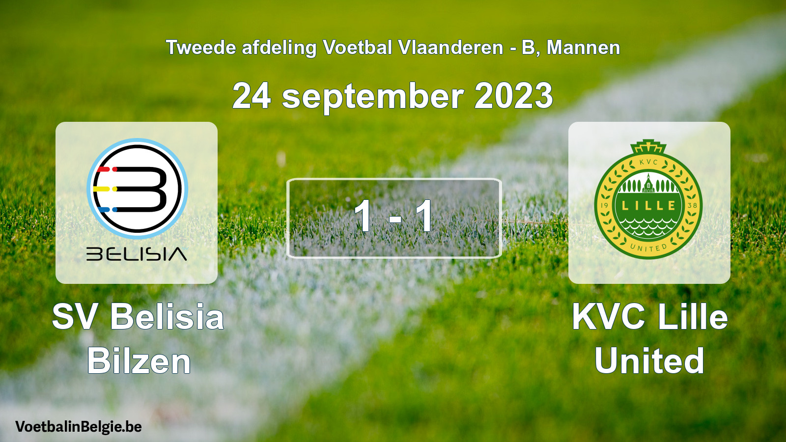 Gespeelde wedstrijd mannenvoetbal: SV Belisia Bilzen - KVC Lille United 1 - 1 (24 september 2023)
