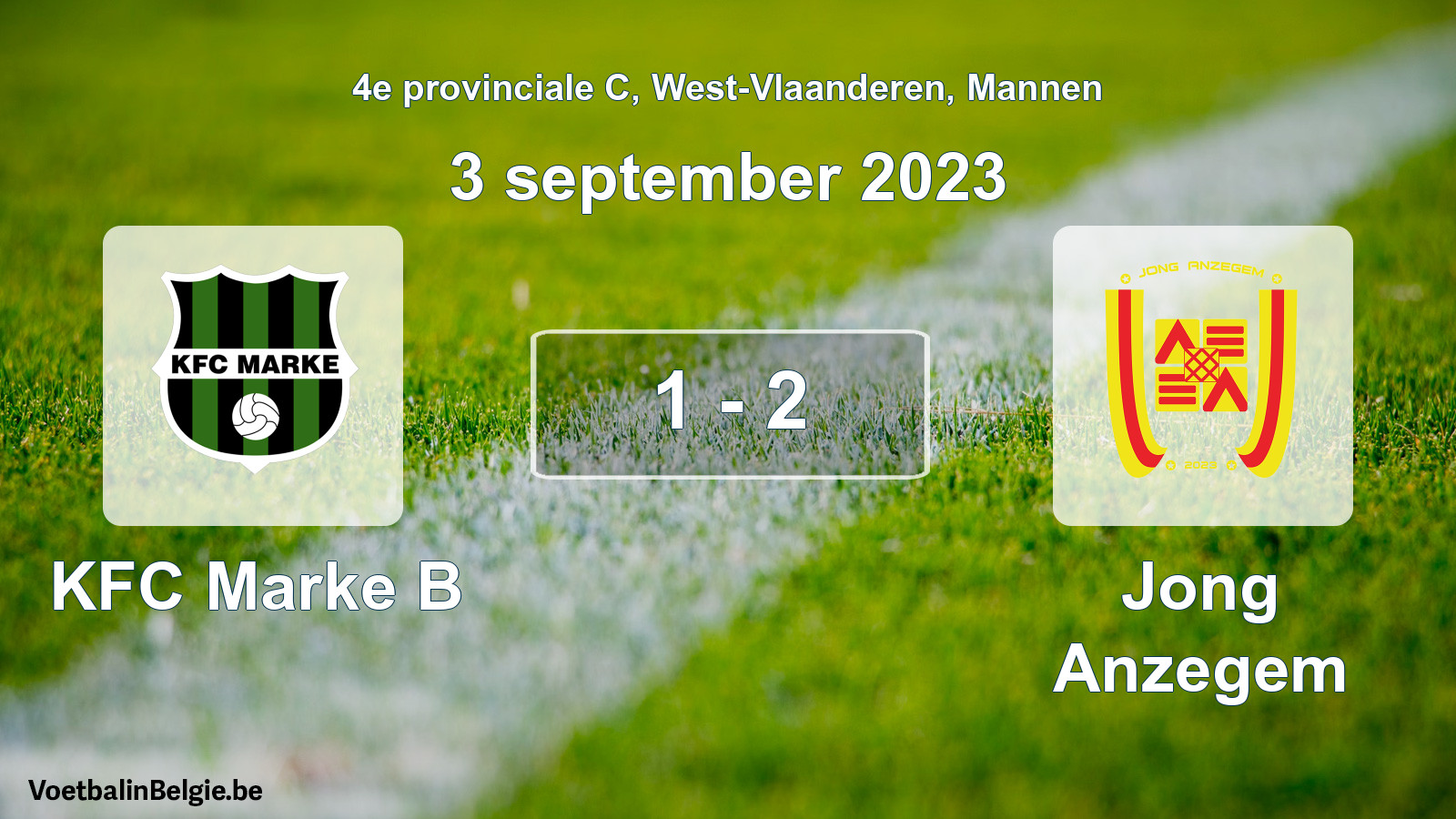 Gespeelde wedstrijd mannenvoetbal: KFC Marke B - Jong Anzegem 1 - 2 (3 september 2023)