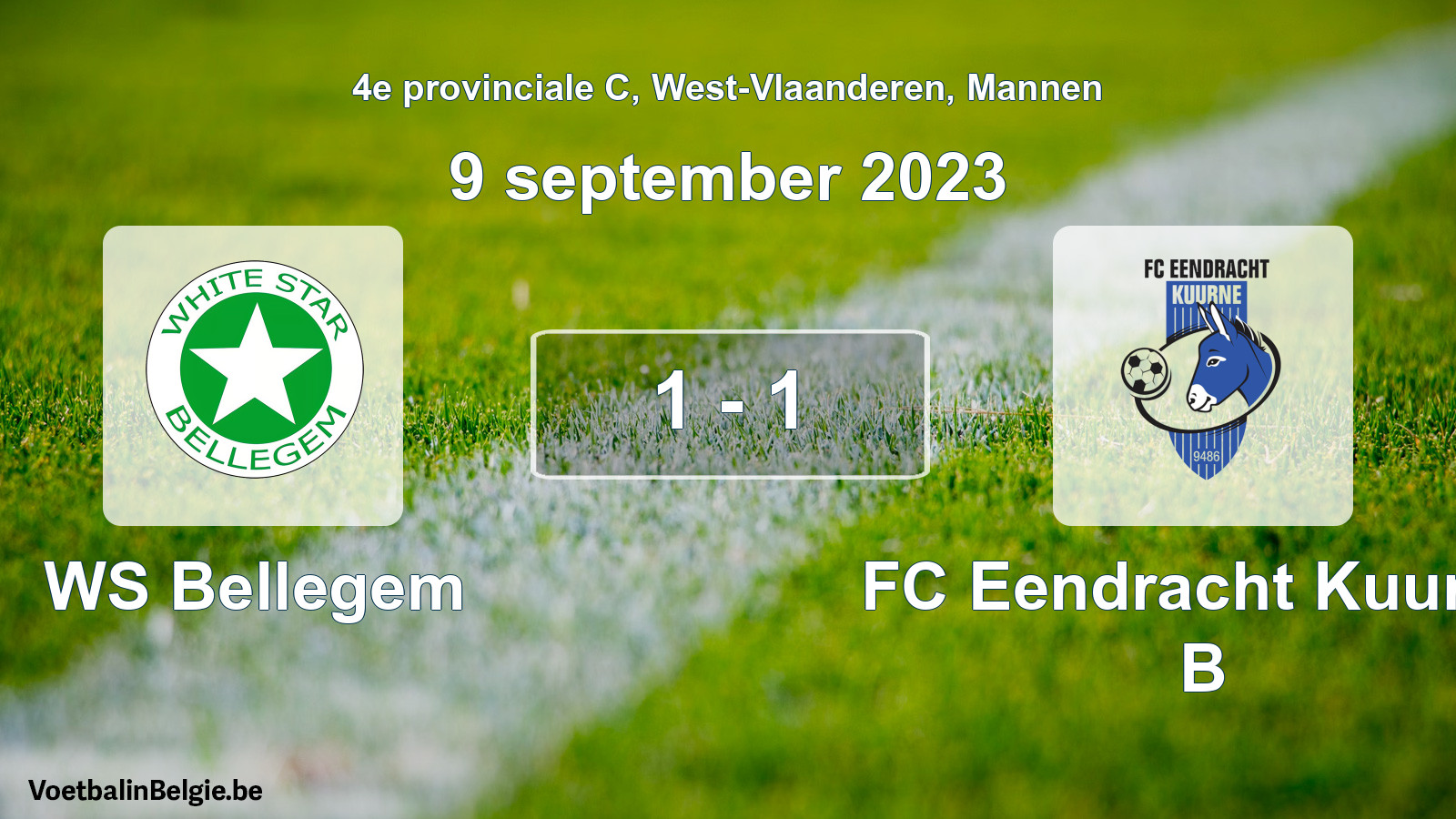 Gespeelde wedstrijd mannenvoetbal: WS Bellegem - FC Eendracht Kuurne B 1 - 1 (9 september 2023)