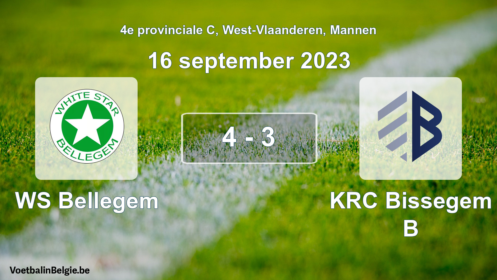 Gespeelde wedstrijd mannenvoetbal: WS Bellegem - KRC Bissegem B 4 - 3 (16 september 2023)
