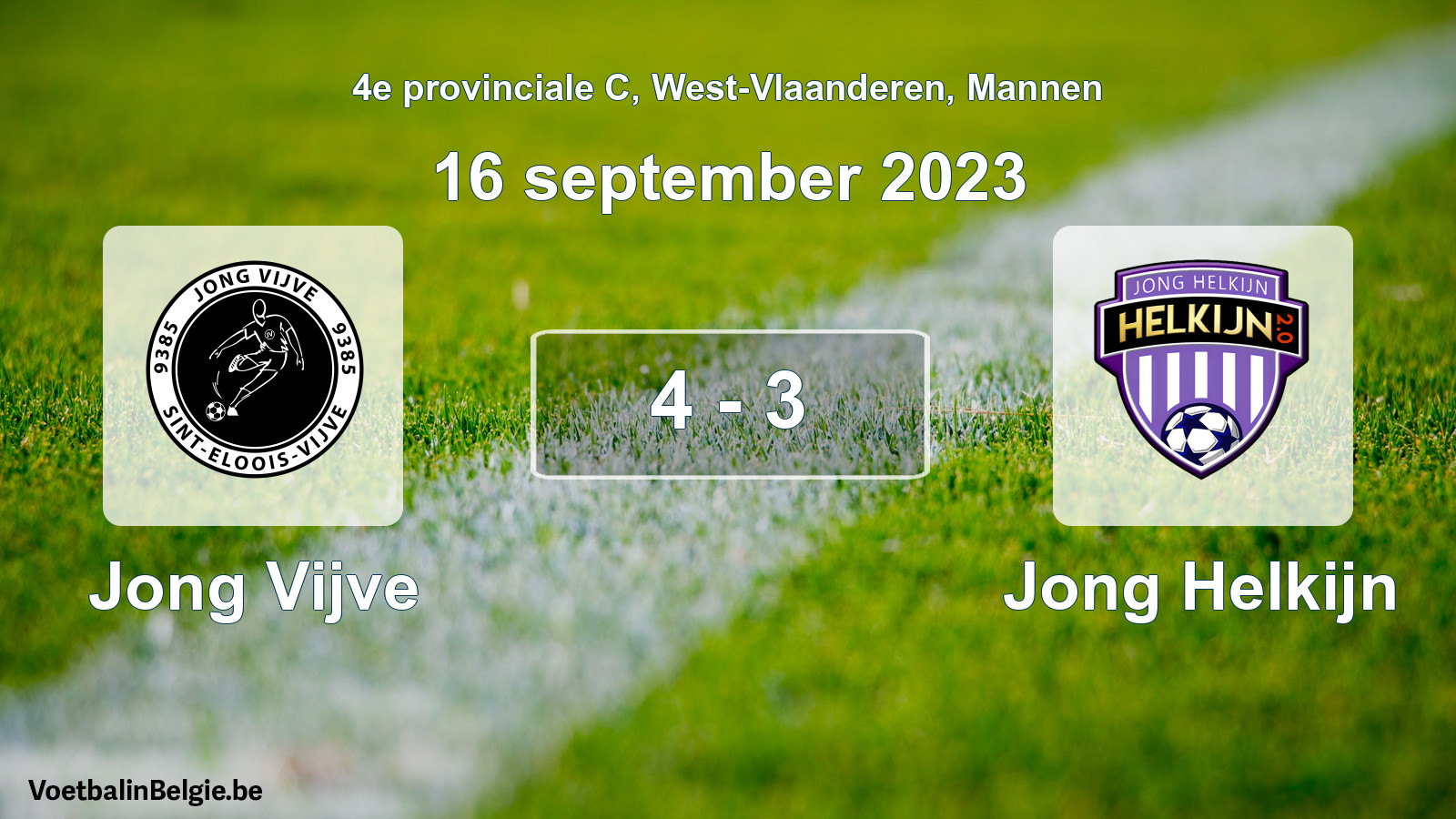 Played match men football: Jong Vijve - Jong Helkijn 4 - 3 (16 September 2023)