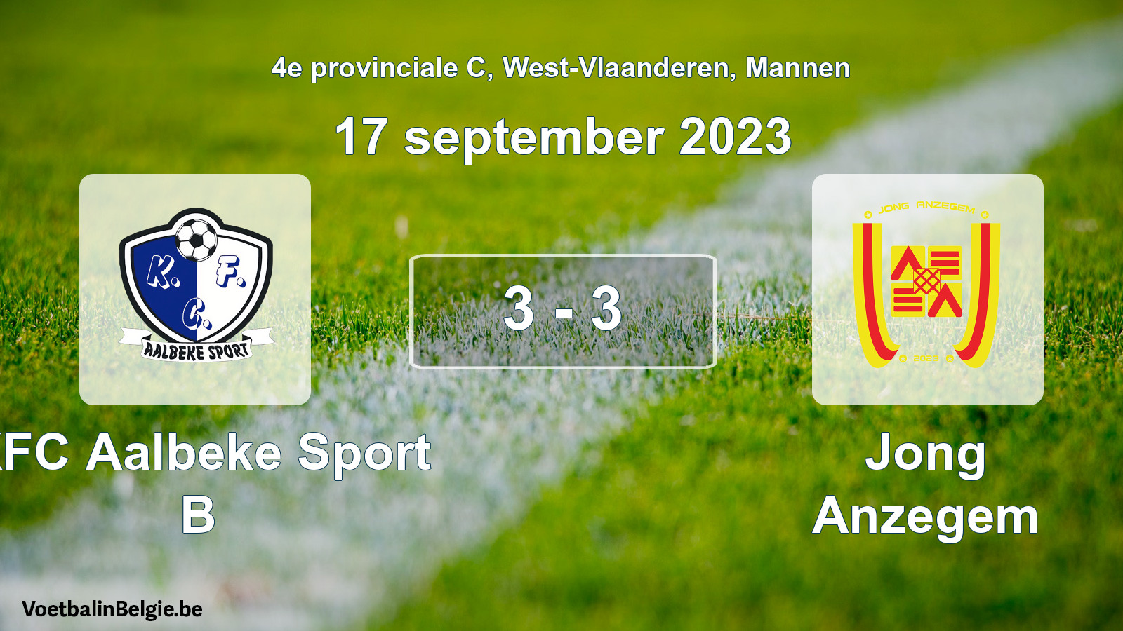 Gespeelde wedstrijd mannenvoetbal: KFC Aalbeke Sport B - Jong Anzegem 3 - 3 (17 september 2023)