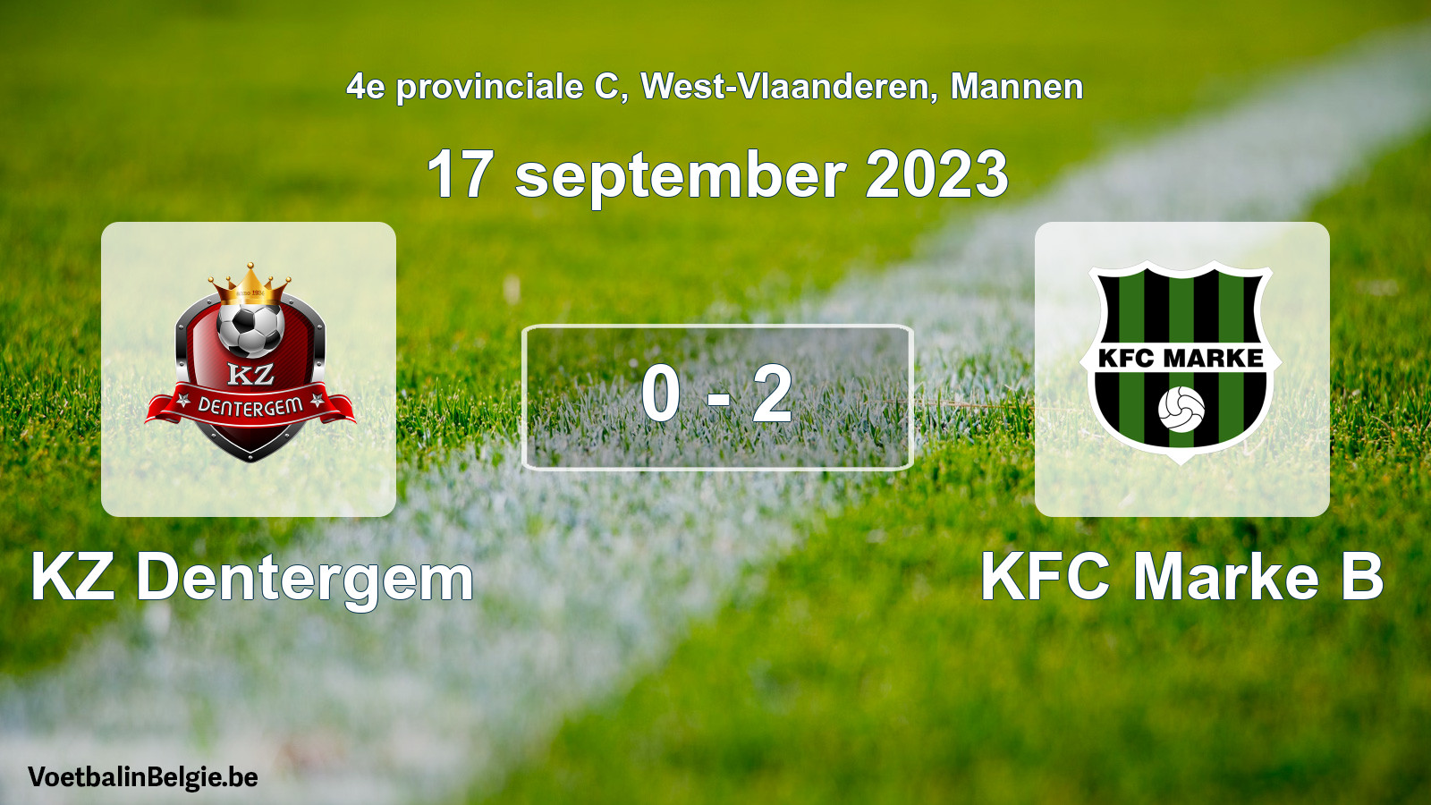 Gespeelde wedstrijd mannenvoetbal: KZ Dentergem - KFC Marke B 0 - 2 (17 september 2023)