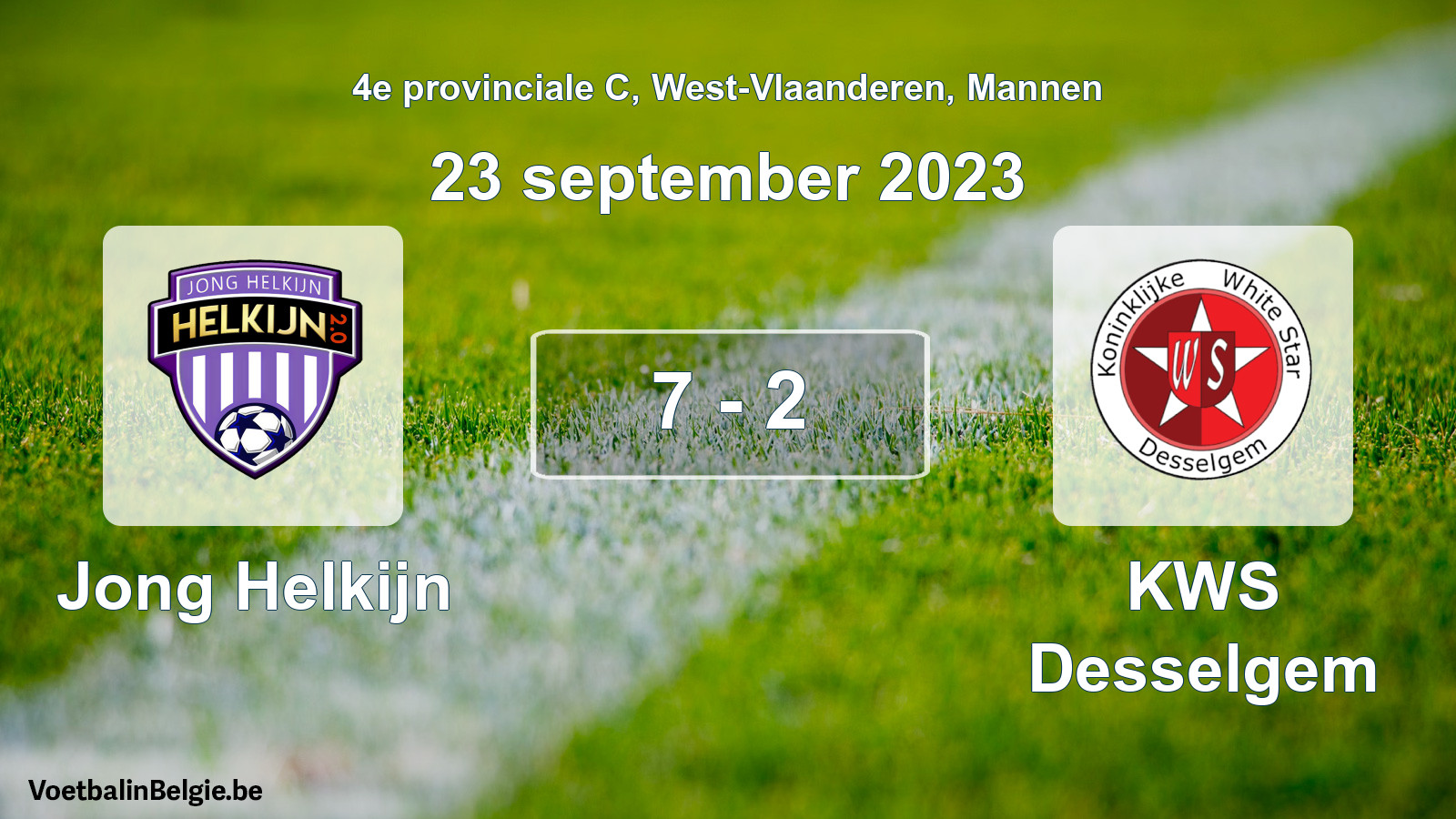 Gespeelde wedstrijd mannenvoetbal: Jong Helkijn - KWS Desselgem 7 - 2 (23 september 2023)