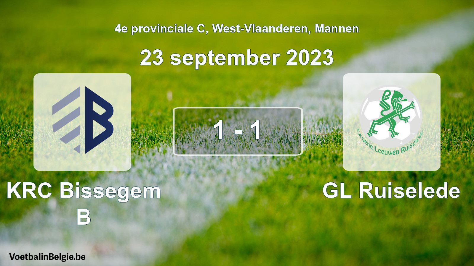 Played match men football: KRC Bissegem B - GL Ruiselede 1 - 1 (23 September 2023)