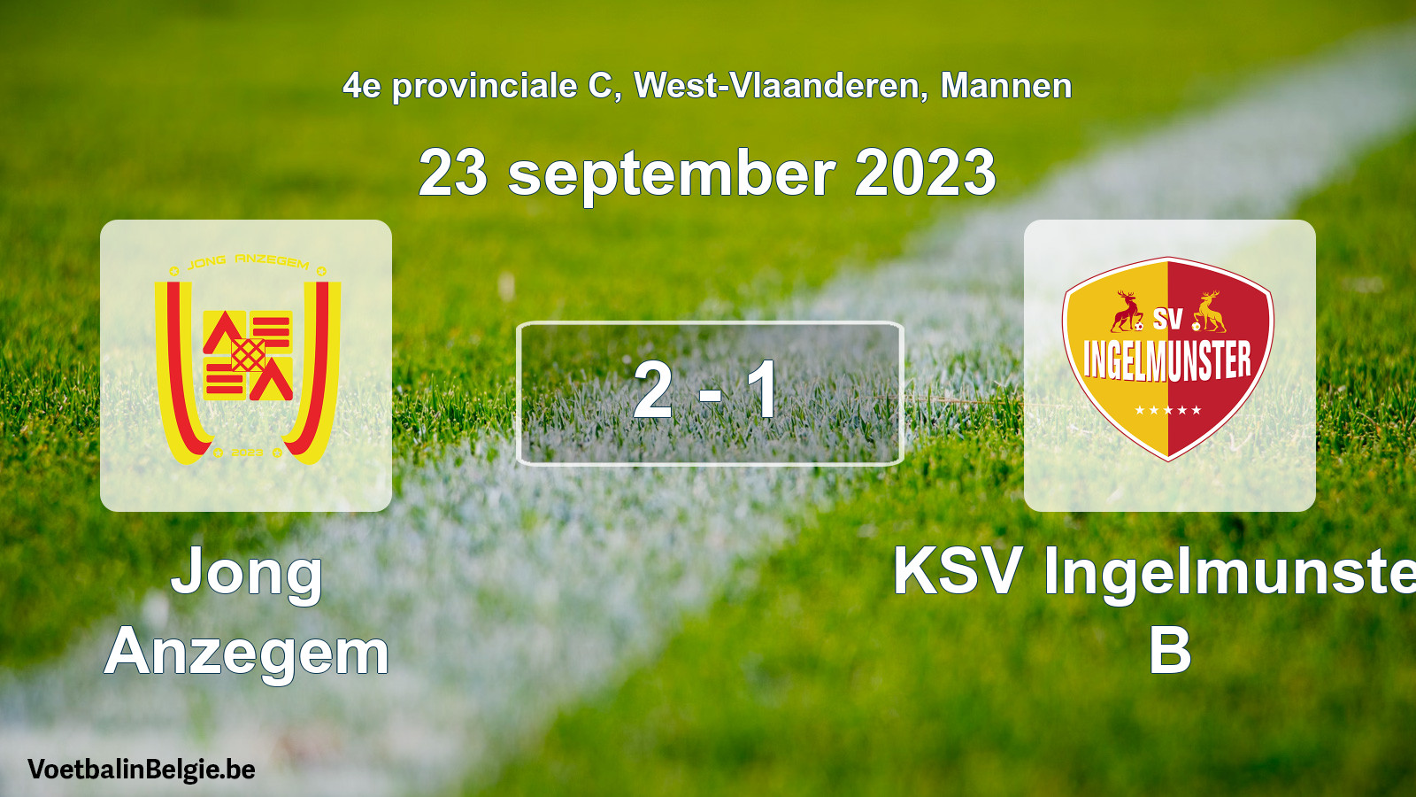 Gespeelde wedstrijd mannenvoetbal: Jong Anzegem - KSV Ingelmunster B 2 - 1 (23 september 2023)