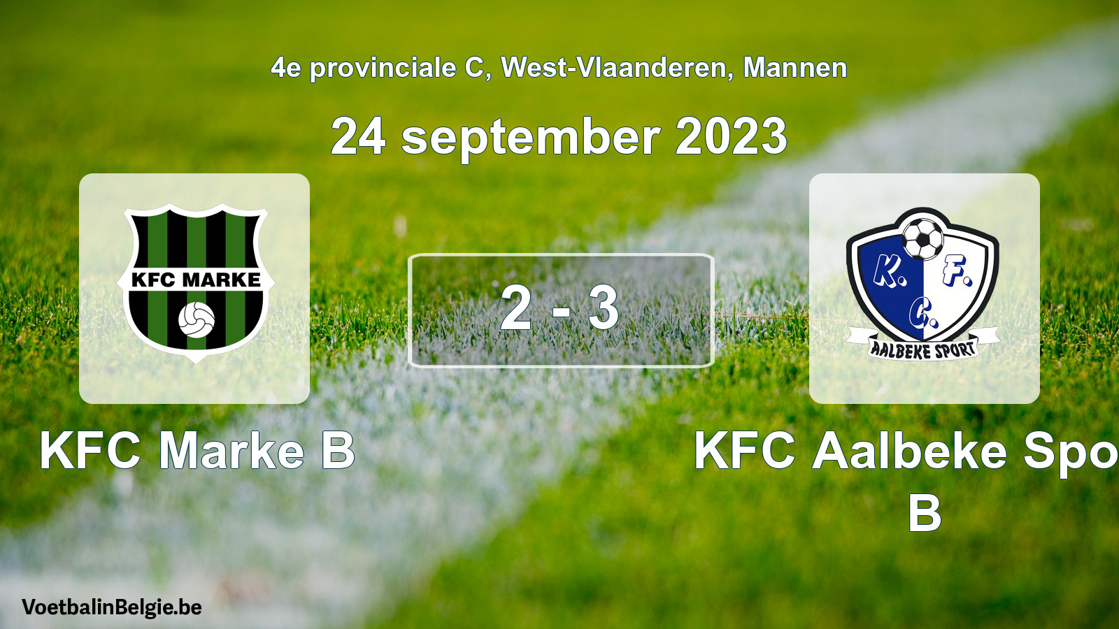 Gespeelde wedstrijd mannenvoetbal: KFC Marke B - KFC Aalbeke Sport B 2 - 3 (24 september 2023)