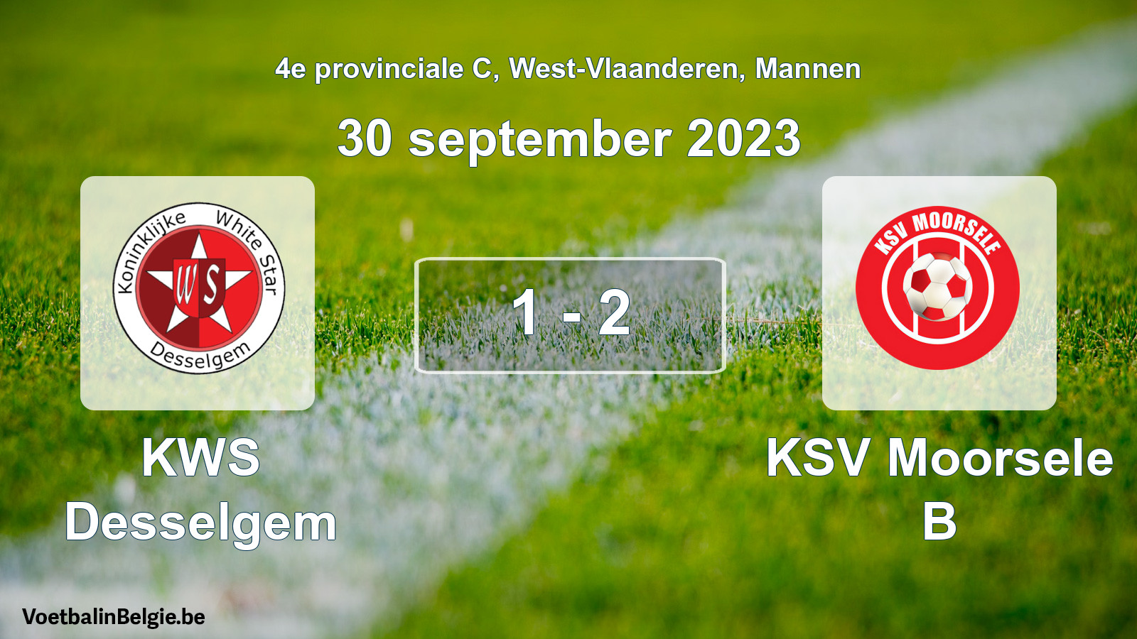 Gespeelde wedstrijd mannenvoetbal: KWS Desselgem - KSV Moorsele B 1 - 2 (30 september 2023)