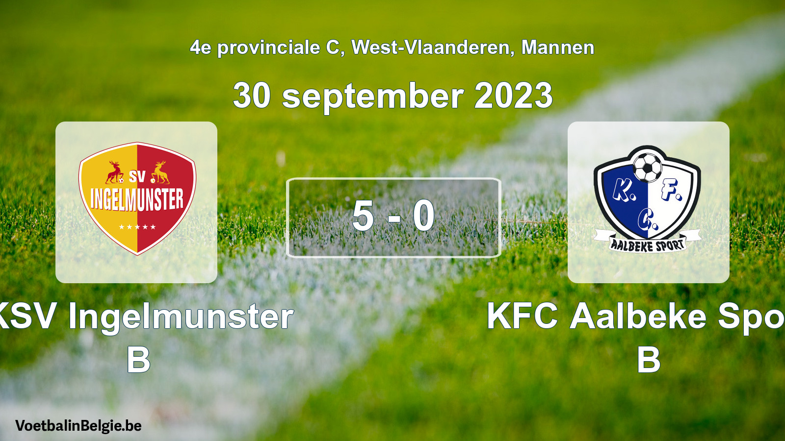Gespeelde wedstrijd mannenvoetbal: KSV Ingelmunster B - KFC Aalbeke Sport B 5 - 0 (30 september 2023)