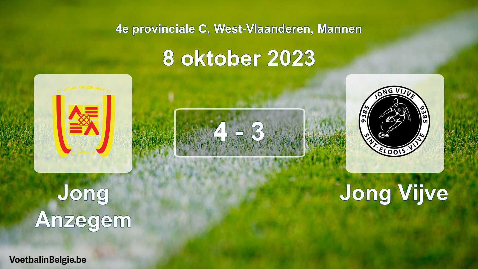 Gespeelde wedstrijd mannenvoetbal: Jong Anzegem - Jong Vijve 4 - 3 (8 oktober 2023)