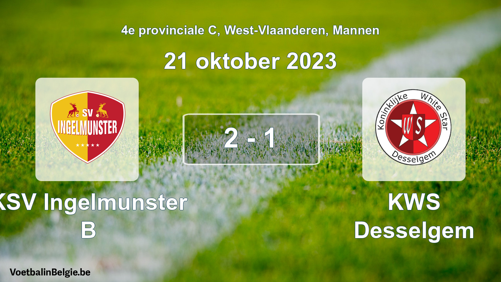 Gespeelde wedstrijd mannenvoetbal: KSV Ingelmunster B - KWS Desselgem 2 - 1 (21 oktober 2023)