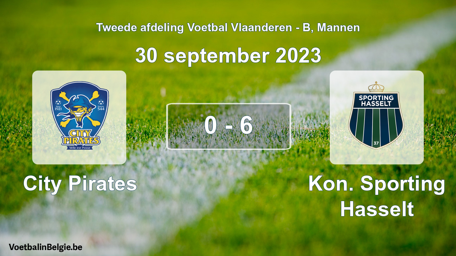 Gespeelde wedstrijd mannenvoetbal: City Pirates - Kon. Sporting Hasselt 0 - 6 (30 september 2023)