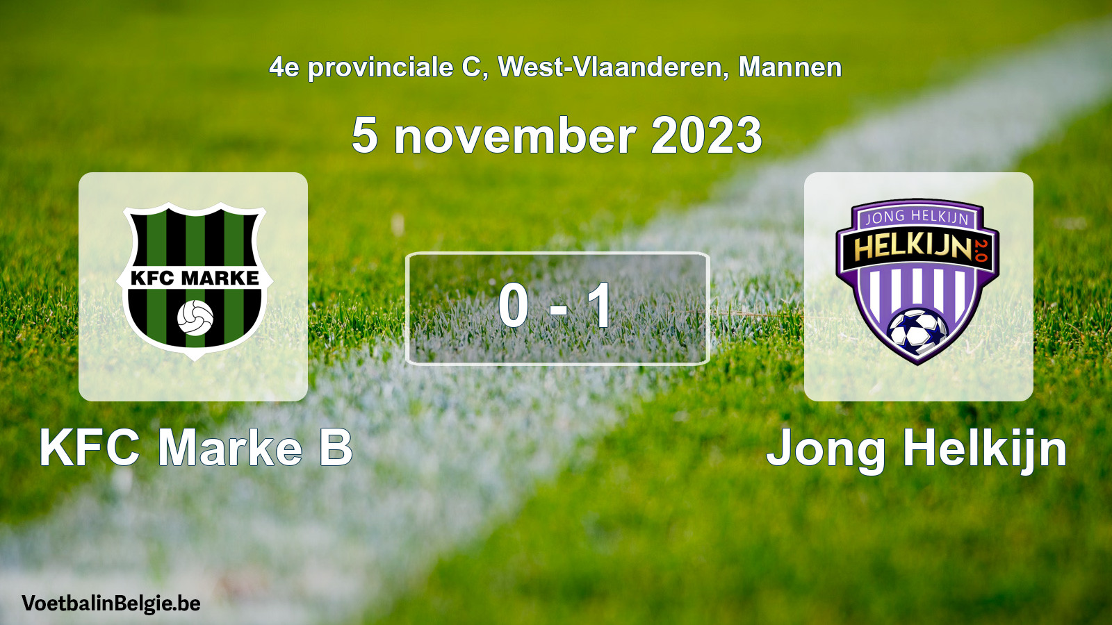 Gespeelde wedstrijd mannenvoetbal: KFC Marke B - Jong Helkijn 0 - 1 (5 november 2023)