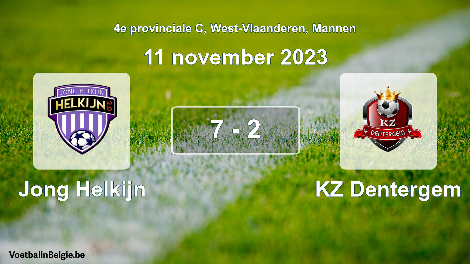 Gespeelde wedstrijd mannenvoetbal: Jong Helkijn - KZ Dentergem 7 - 2 (11 november 2023)