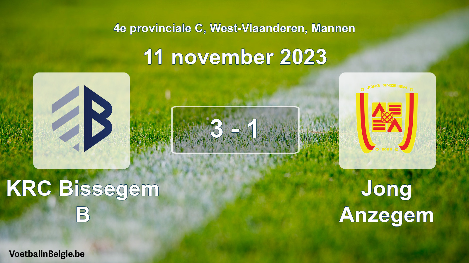 Gespeelde wedstrijd mannenvoetbal: KRC Bissegem B - Jong Anzegem 3 - 1 (11 november 2023)