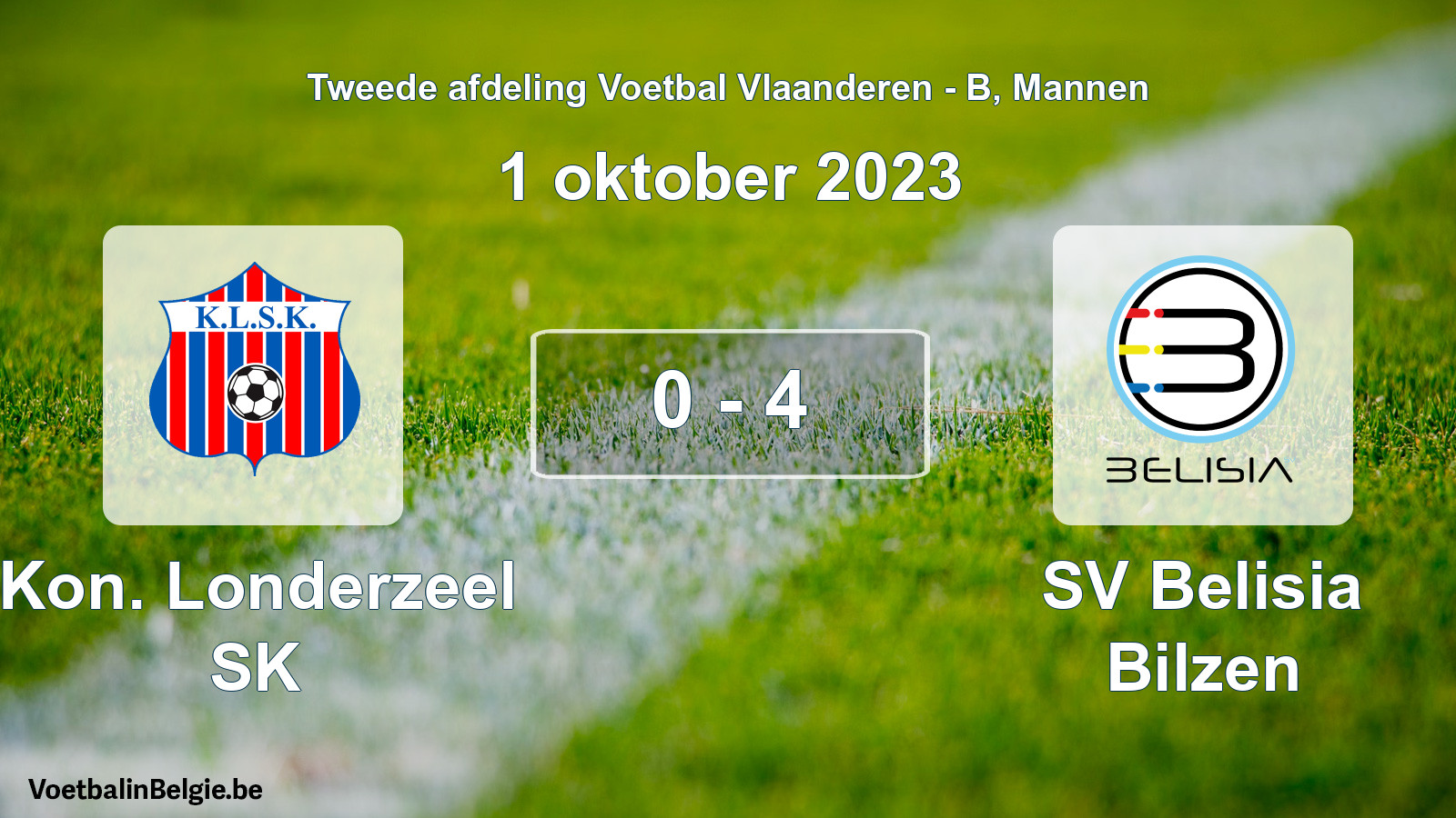 Gespeelde wedstrijd mannenvoetbal: Kon. Londerzeel SK - SV Belisia Bilzen 0 - 4 (1 oktober 2023)