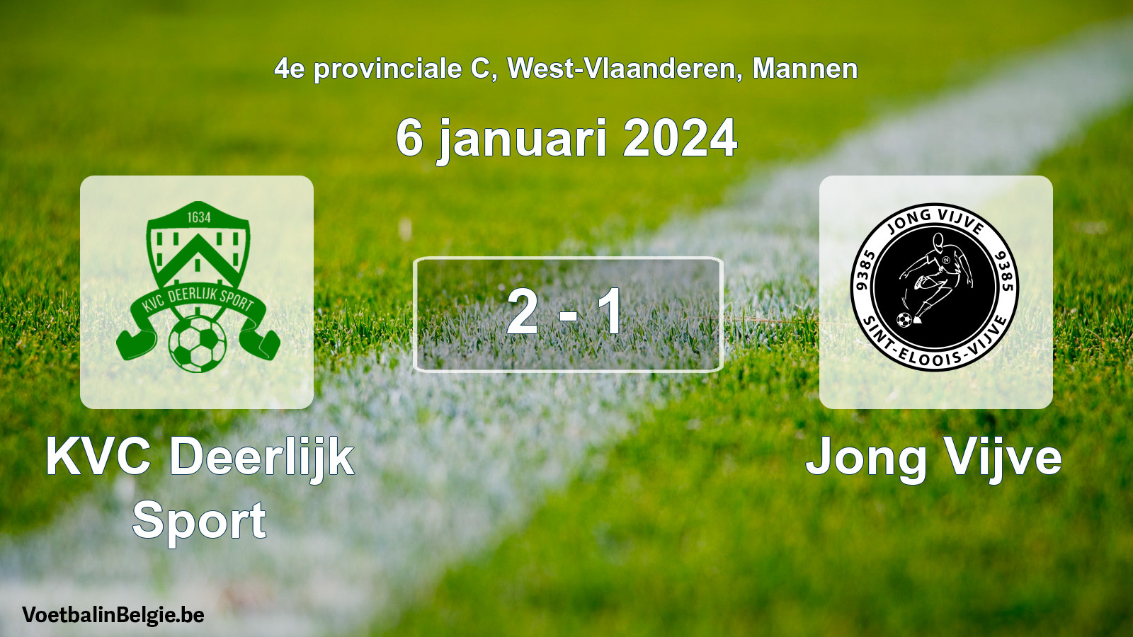 Gespeelde wedstrijd mannenvoetbal: KVC Deerlijk Sport - Jong Vijve 2 - 1 (6 januari 2024)
