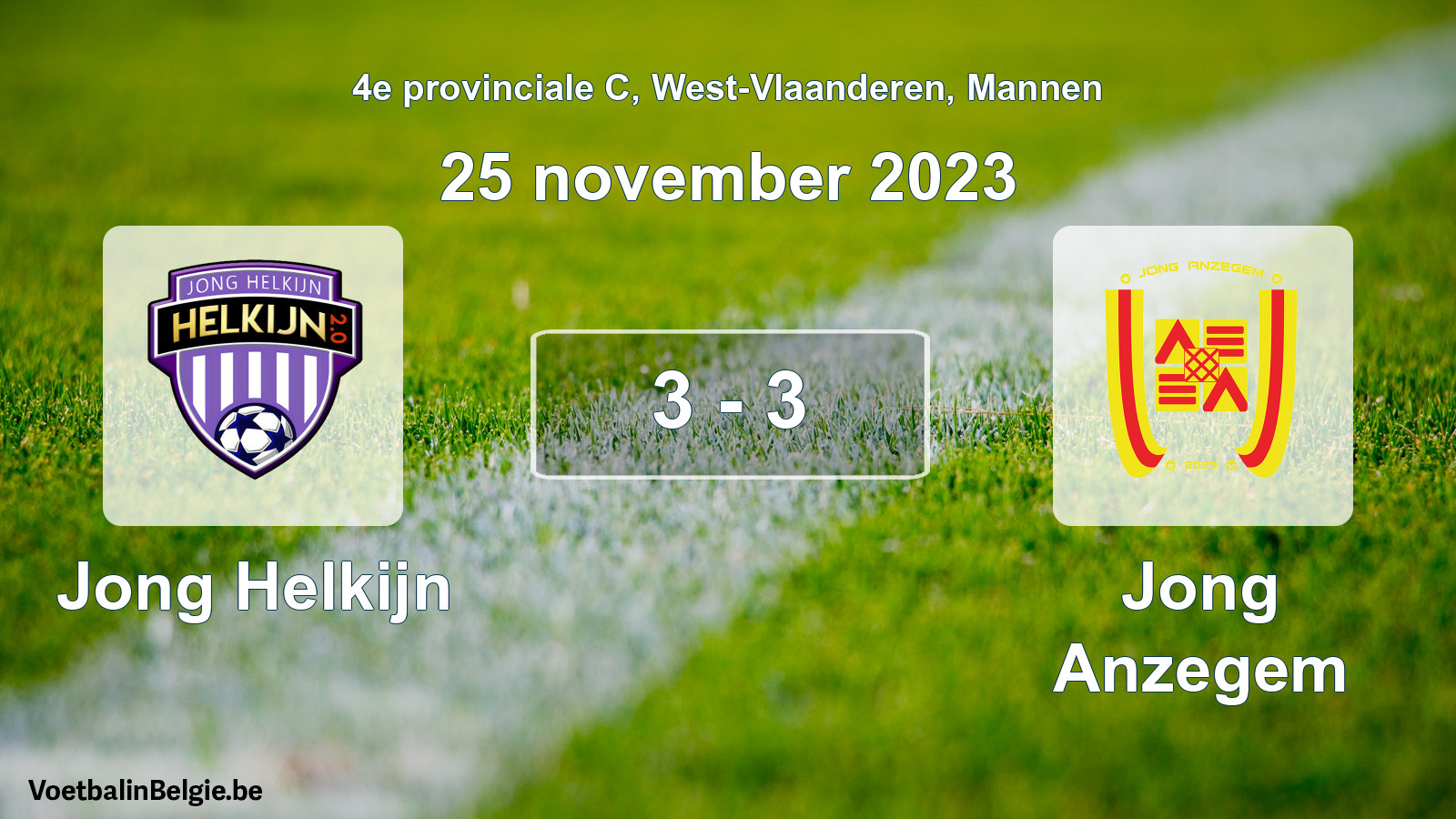 Played match men football: Jong Helkijn - Jong Anzegem 3 - 3 (25 November 2023)