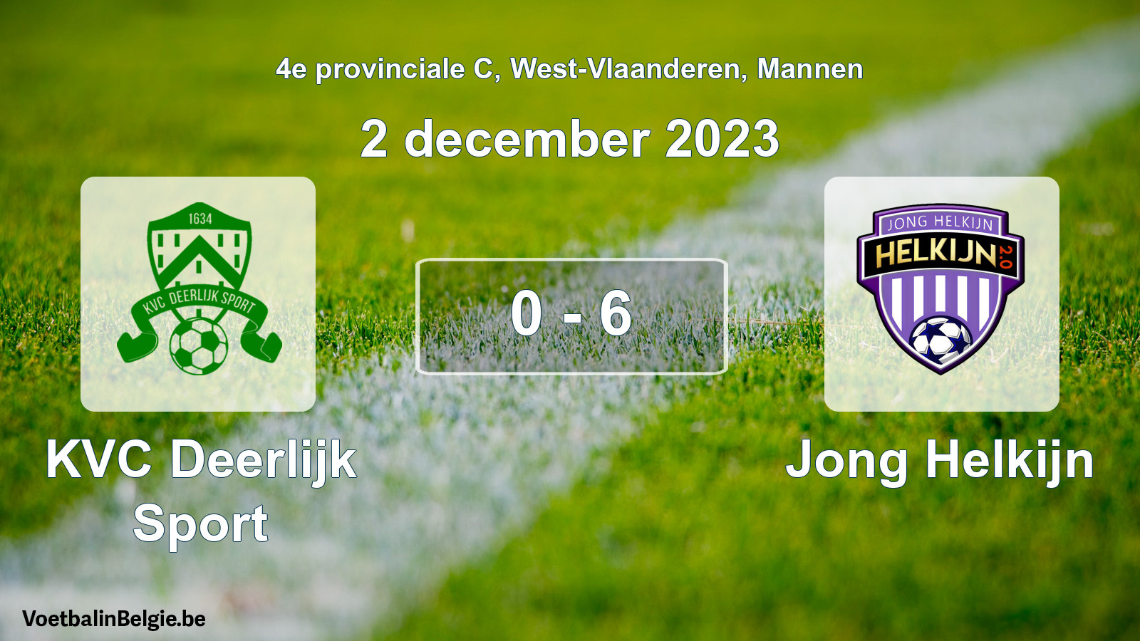 Gespeelde wedstrijd mannenvoetbal: KVC Deerlijk Sport - Jong Helkijn 0 - 6 (2 december 2023)