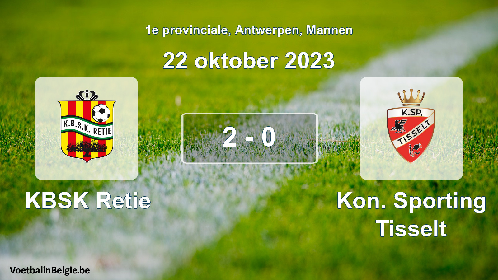 Gespeelde wedstrijd mannenvoetbal: KBSK Retie - Kon. Sporting Tisselt 2 - 0 (22 oktober 2023)