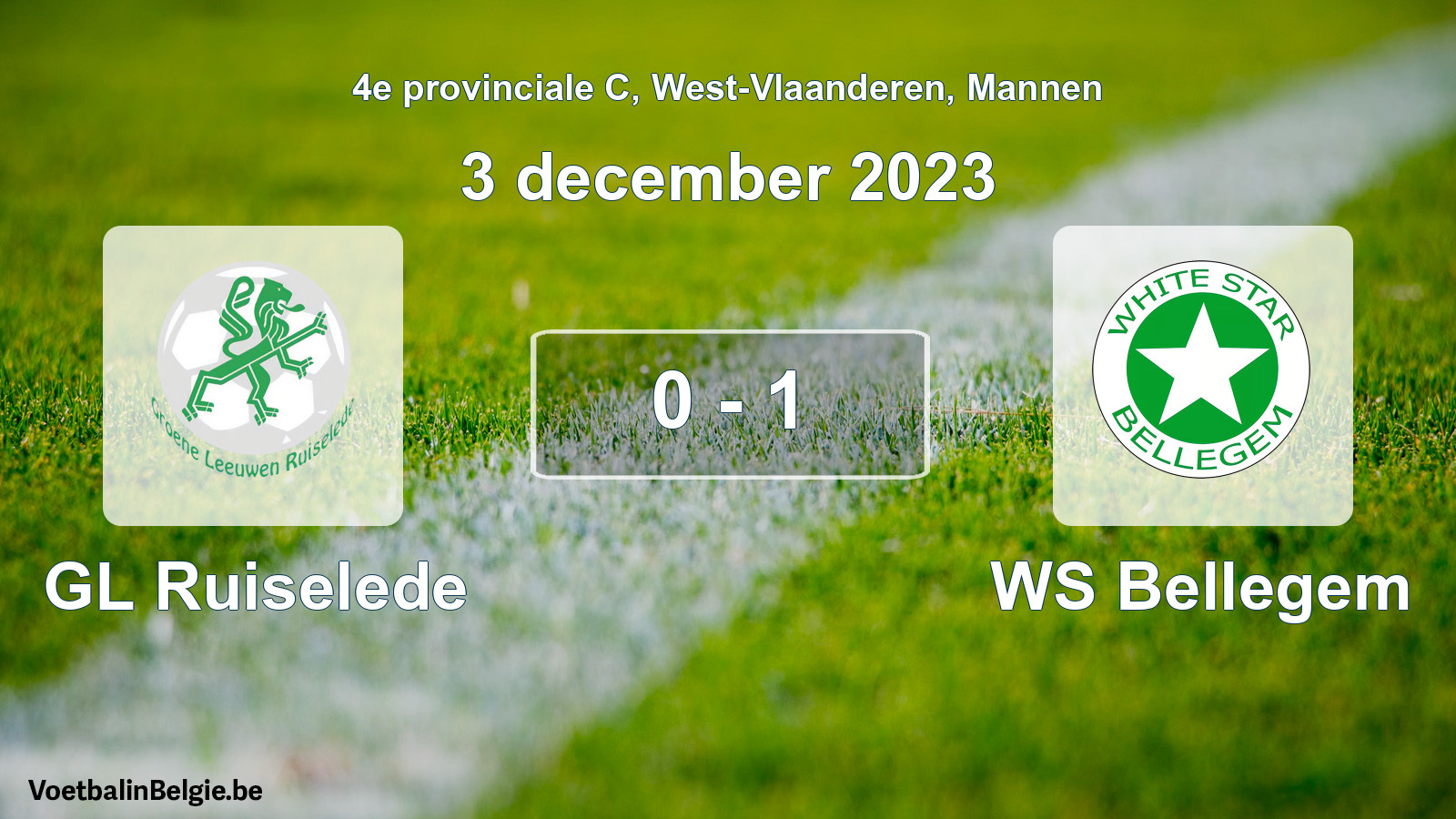 Gespeelde wedstrijd mannenvoetbal: GL Ruiselede - WS Bellegem 0 - 1 (3 december 2023)