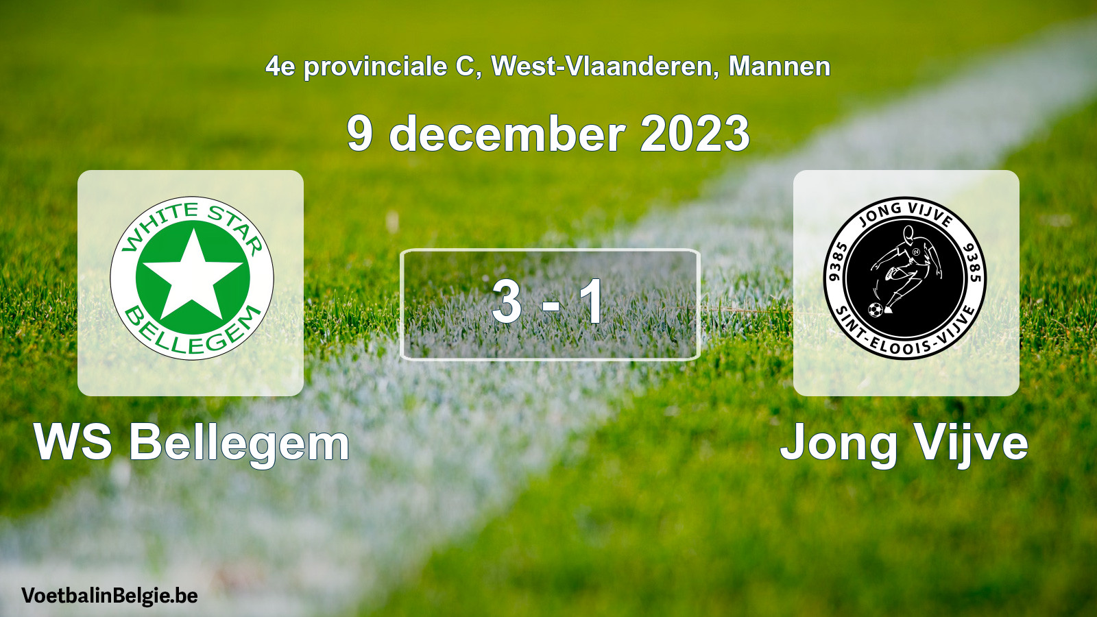 Gespeelde wedstrijd mannenvoetbal: WS Bellegem - Jong Vijve 3 - 1 (9 december 2023)