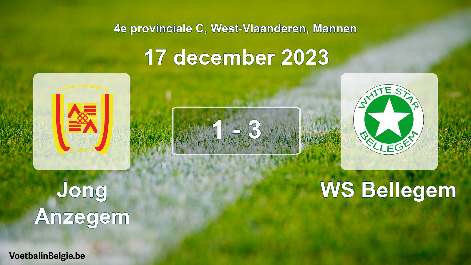Gespeelde wedstrijd mannenvoetbal: Jong Anzegem - WS Bellegem 1 - 3 (17 december 2023)