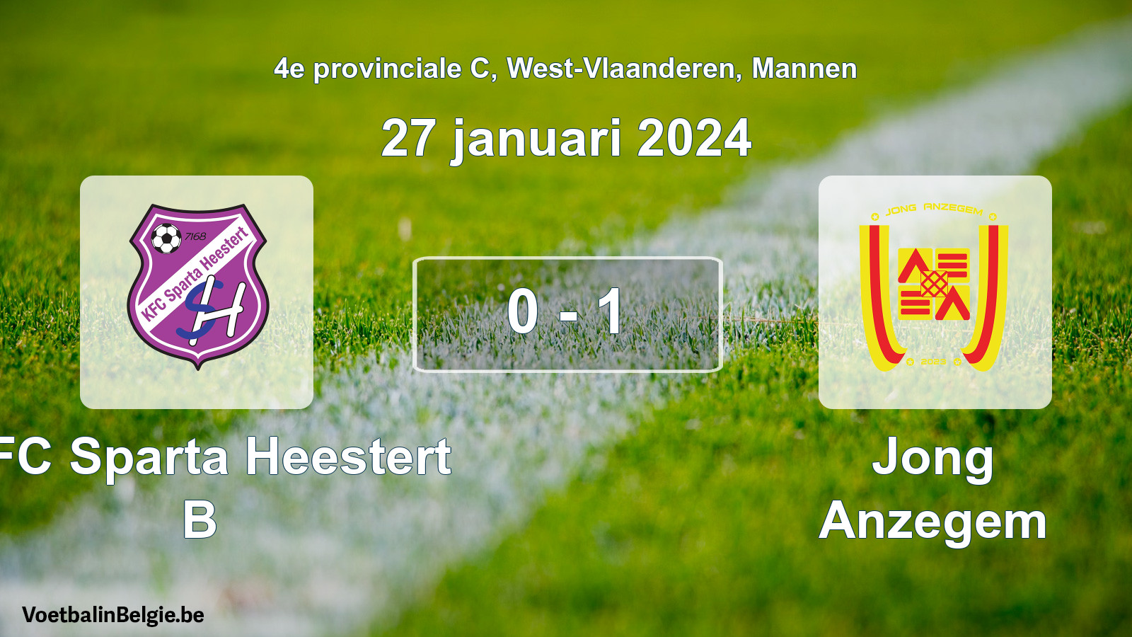 Played match men football: KFC Sparta Heestert B - Jong Anzegem 0 - 1 (27 January 2024)