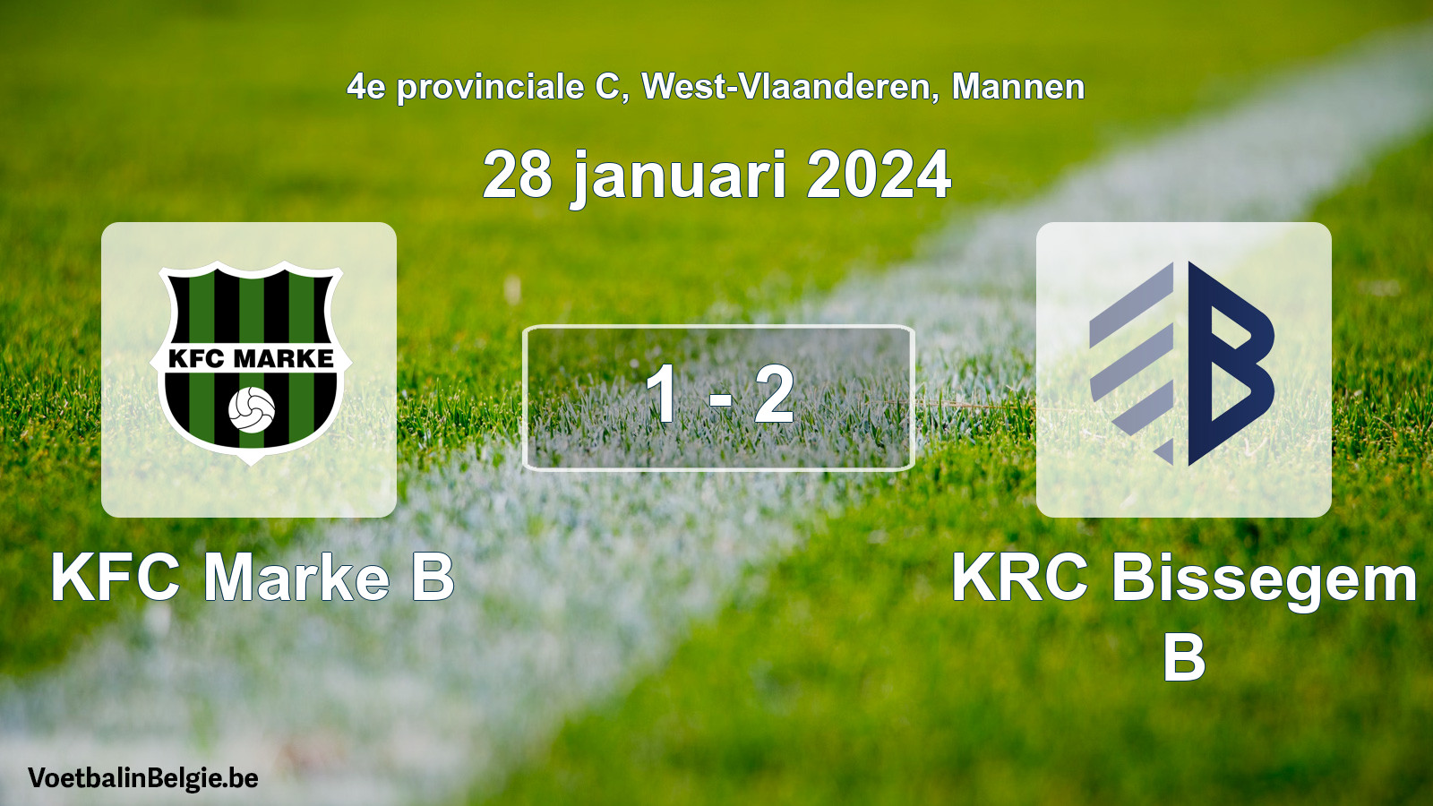 Gespeelde wedstrijd mannenvoetbal: KFC Marke B - KRC Bissegem B 1 - 2 (28 januari 2024)