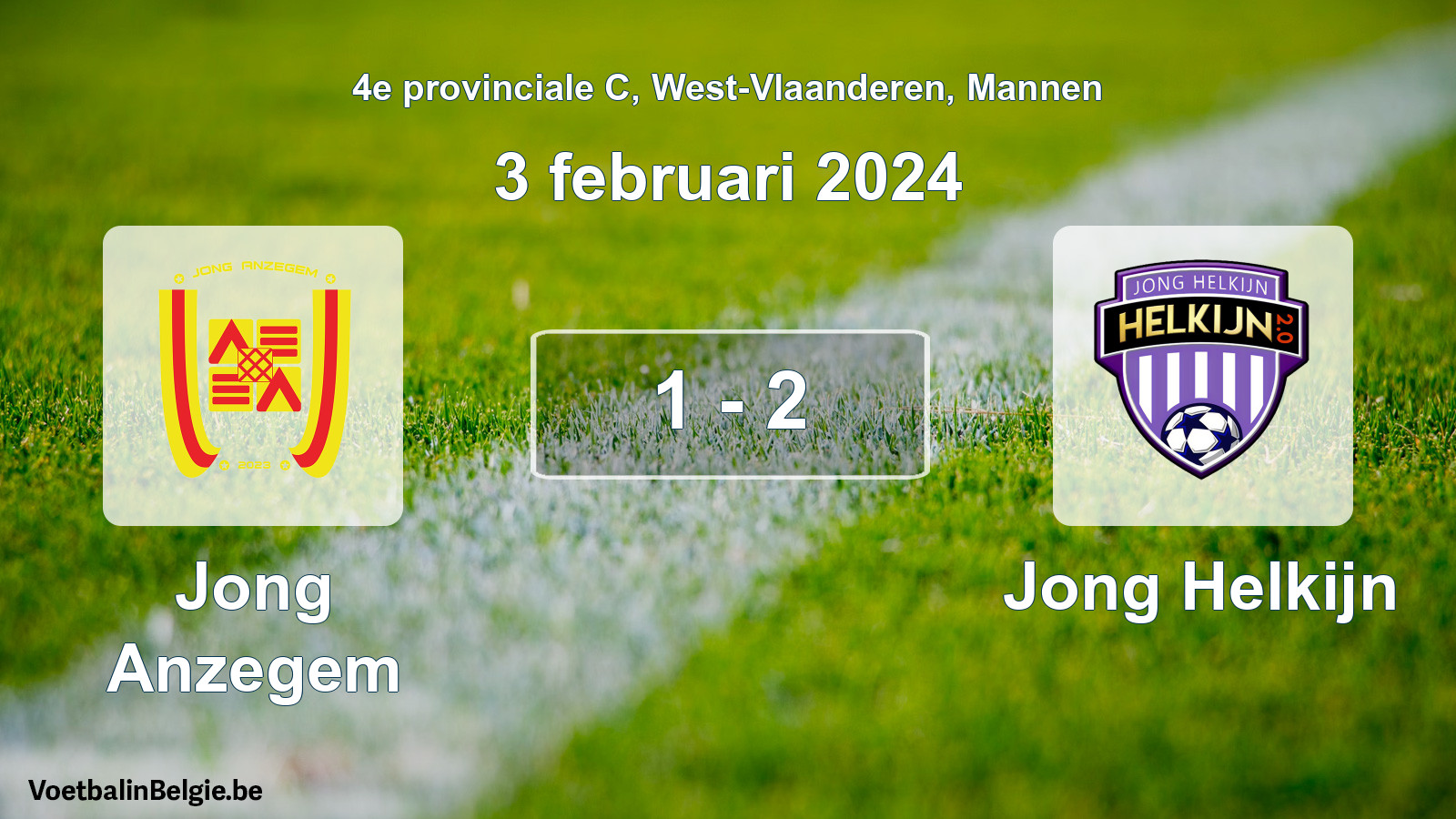 Played match men football: Jong Anzegem - Jong Helkijn 1 - 2 (3 February 2024)