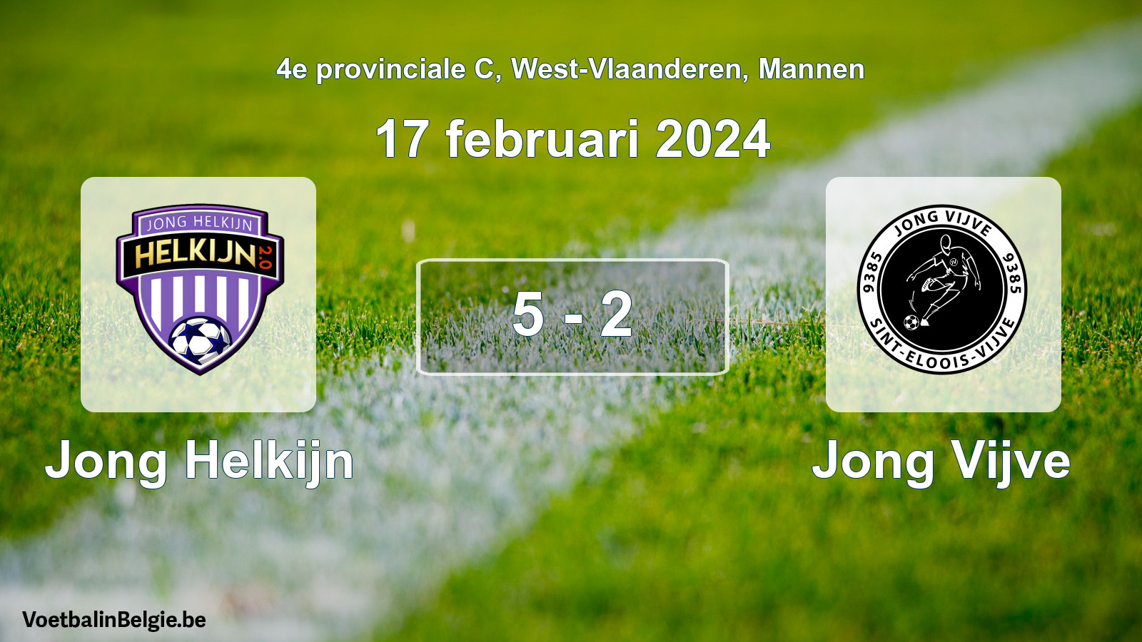 Gespeelde wedstrijd mannenvoetbal: Jong Helkijn - Jong Vijve 5 - 2 (17 februari 2024)