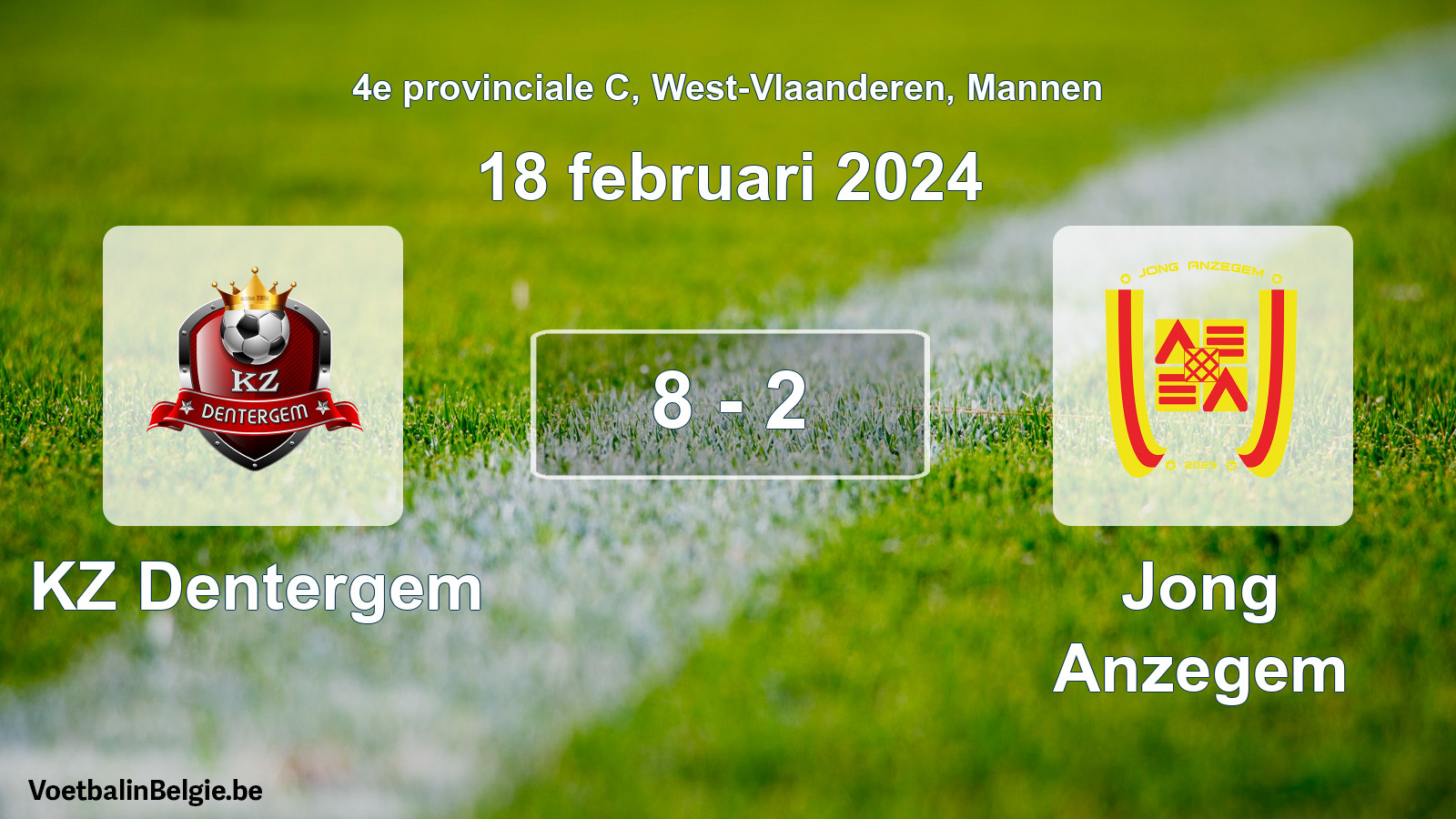 Gespeelde wedstrijd mannenvoetbal: KZ Dentergem - Jong Anzegem 8 - 2 (18 februari 2024)