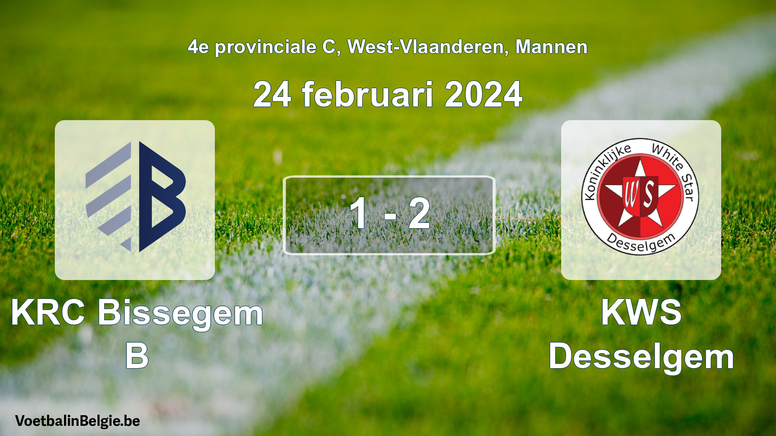 Gespeelde wedstrijd mannenvoetbal: KRC Bissegem B - KWS Desselgem 1 - 2 (24 februari 2024)