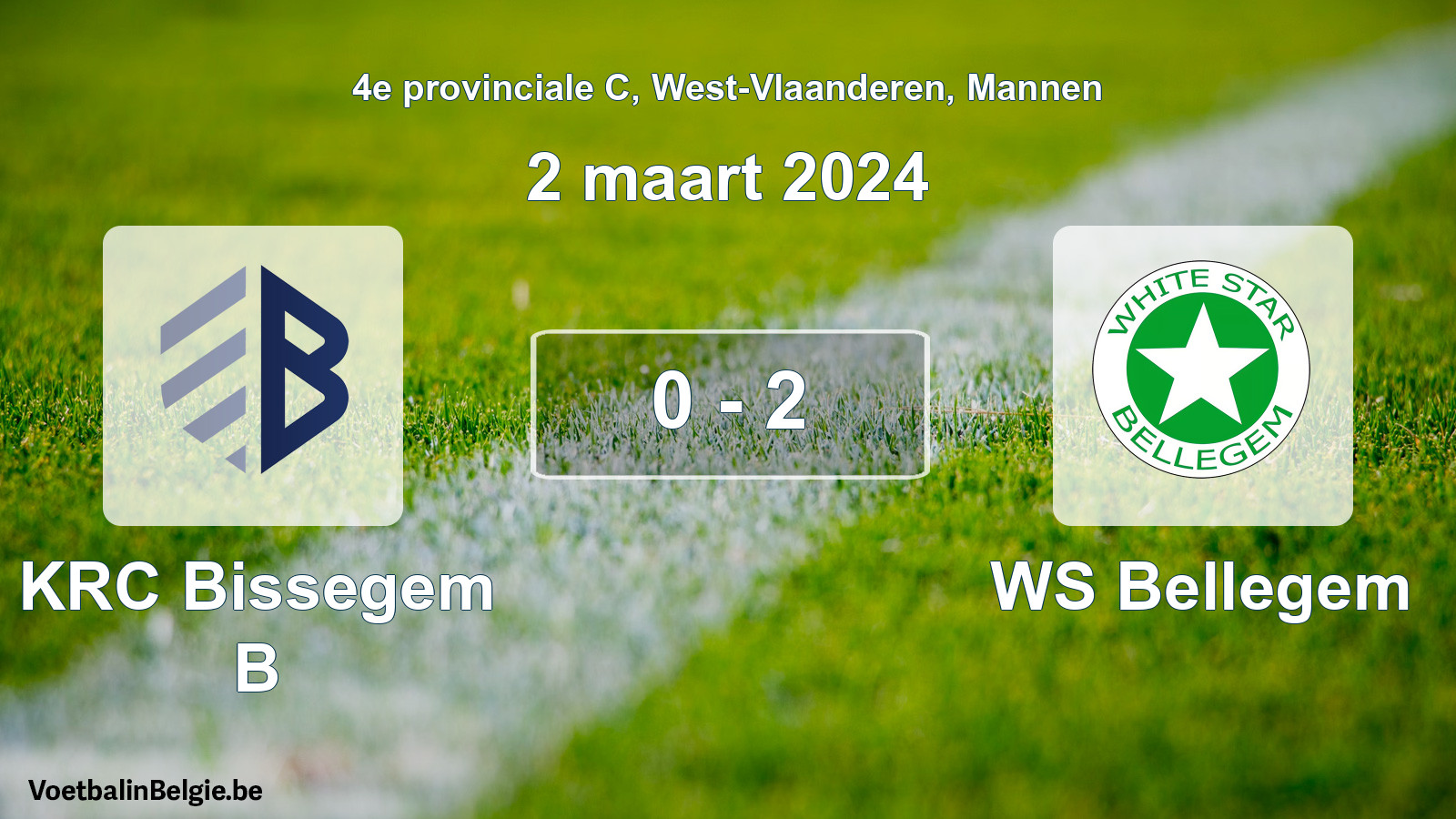 Gespeelde wedstrijd mannenvoetbal: KRC Bissegem B - WS Bellegem 0 - 2 (2 maart 2024)