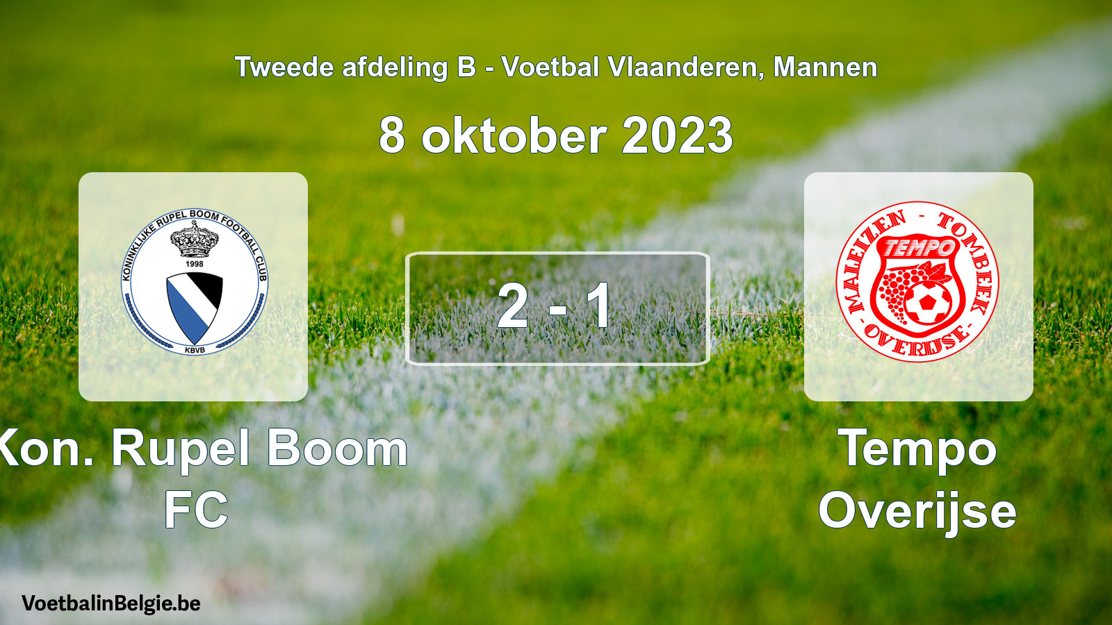 Played match men football: Kon. Rupel Boom FC - Tempo Overijse 2 - 1 (8 October 2023)
