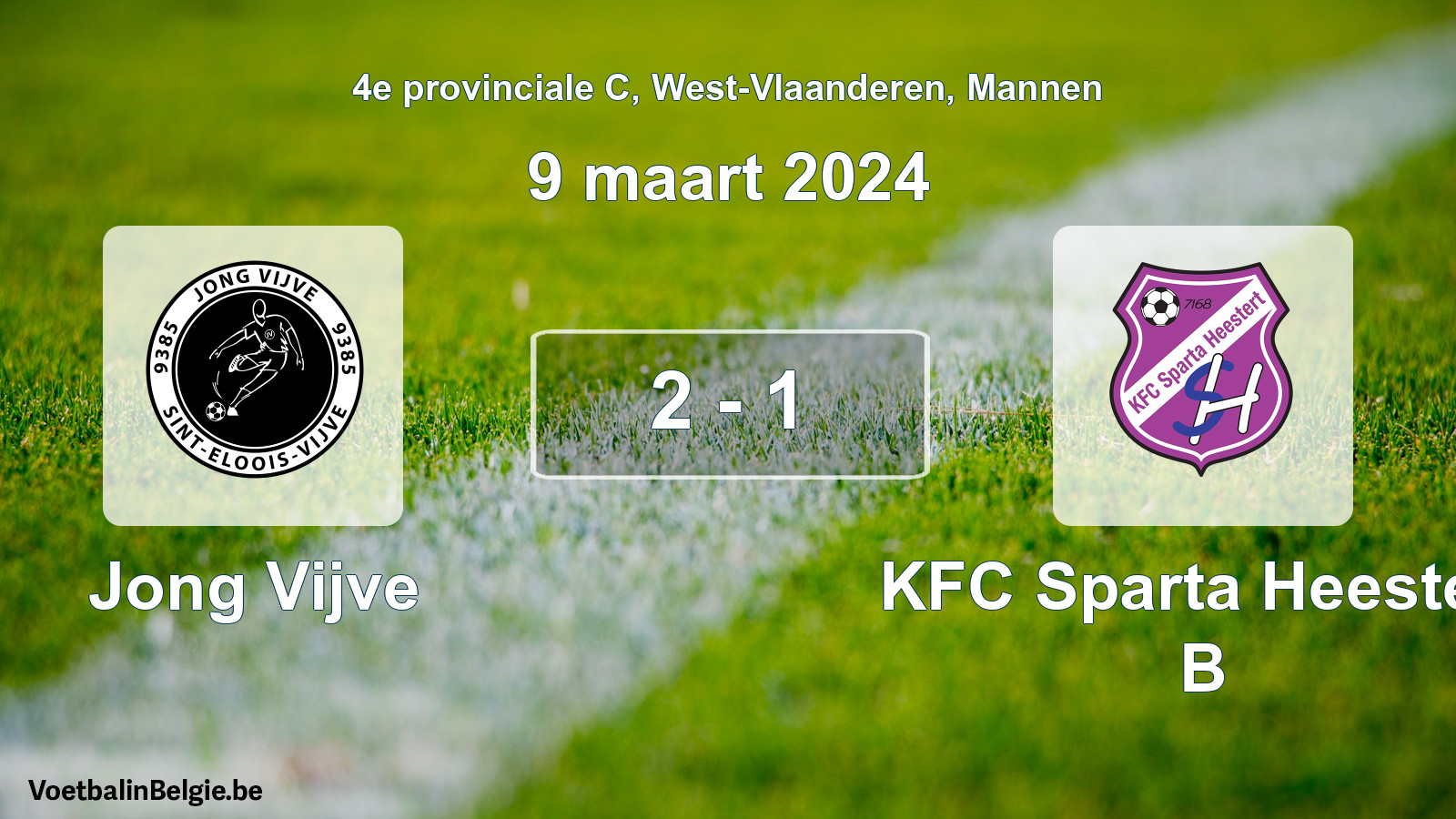 Gespeelde wedstrijd mannenvoetbal: Jong Vijve - KFC Sparta Heestert B 2 - 1 (9 maart 2024)