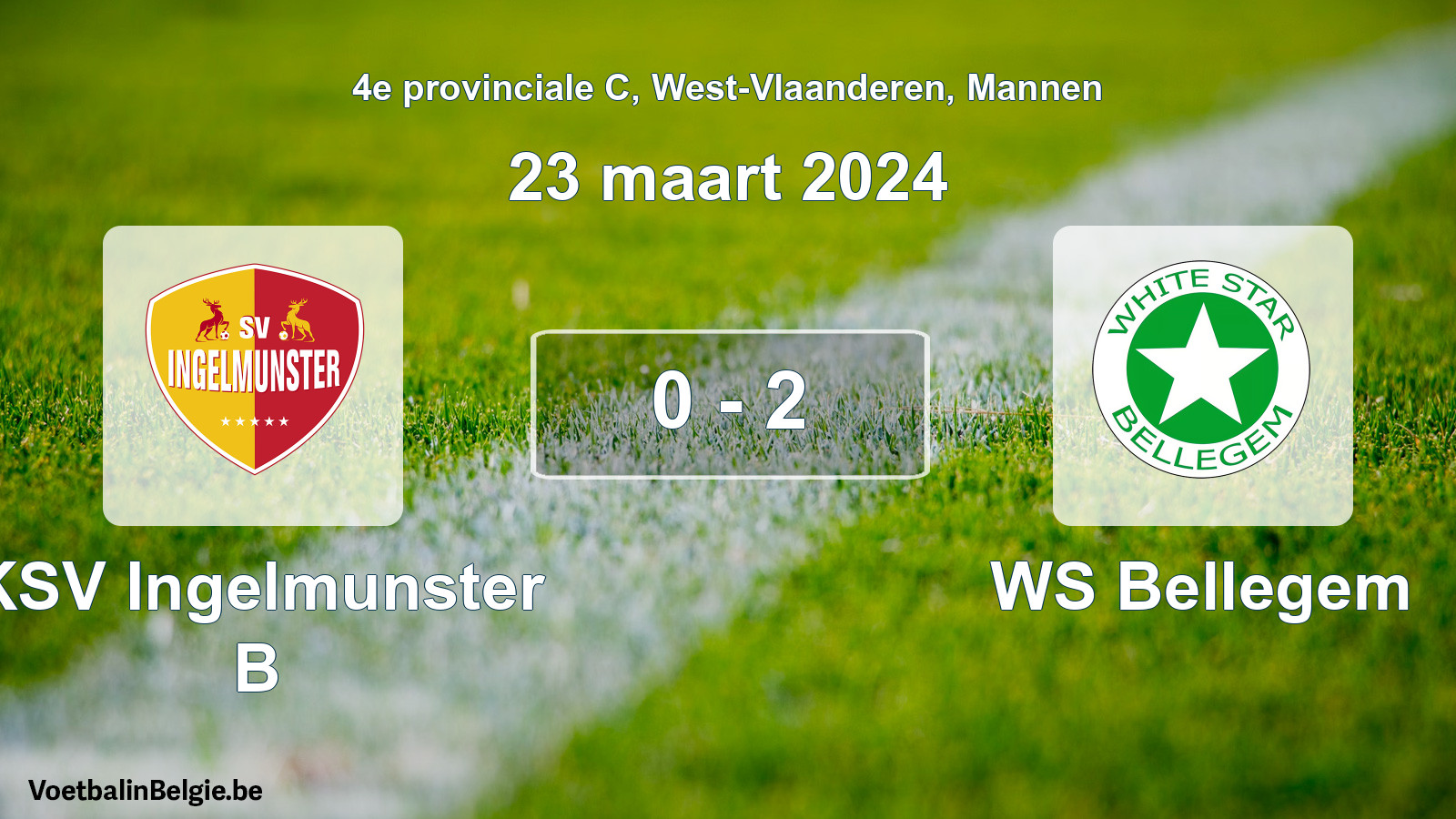 Gespeelde wedstrijd mannenvoetbal: KSV Ingelmunster B - WS Bellegem 0 - 2 (23 maart 2024)