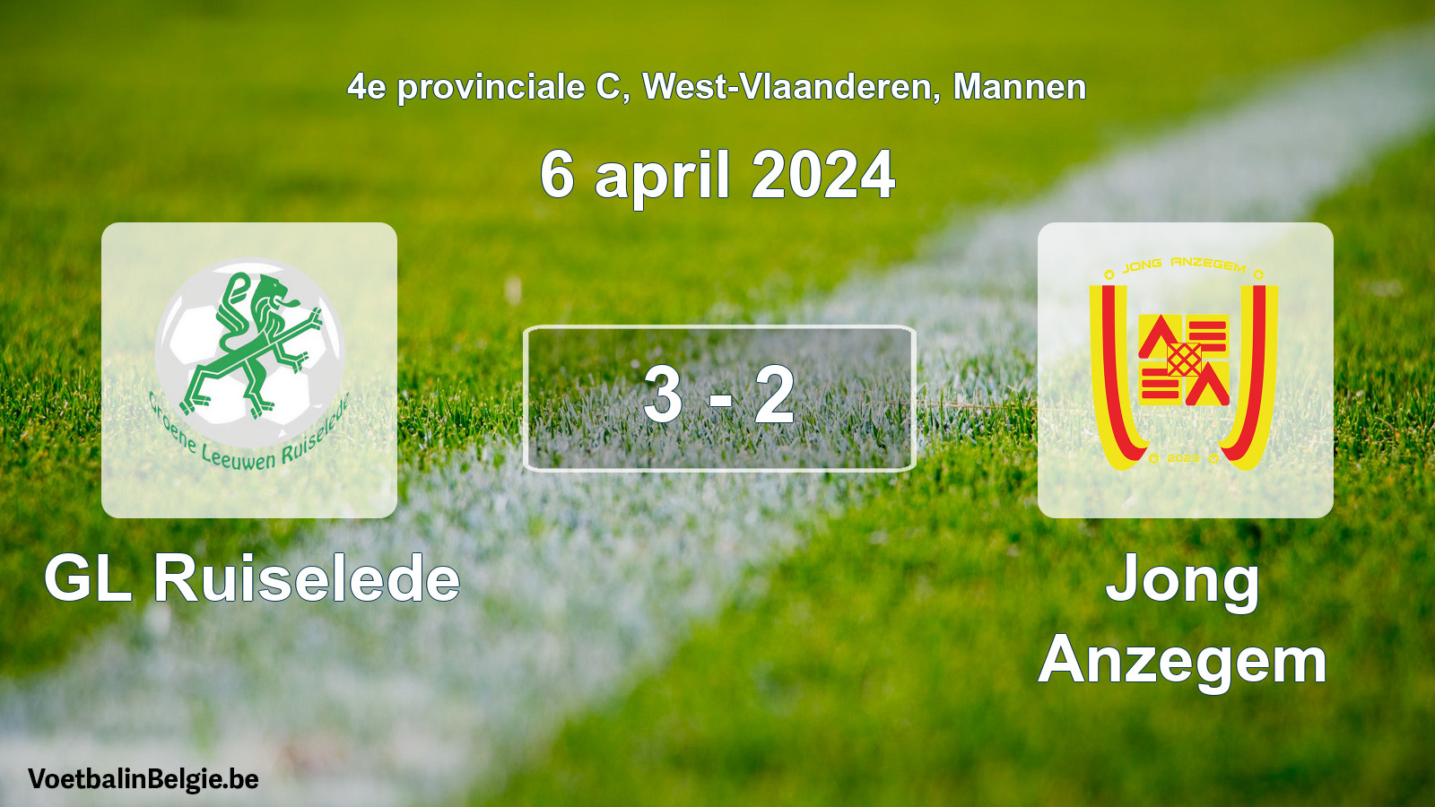 Gespeelde wedstrijd mannenvoetbal: GL Ruiselede - Jong Anzegem 3 - 2 (6 april 2024)