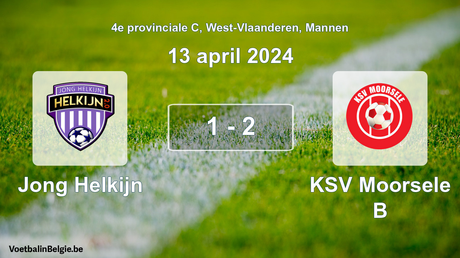 Played match men football: Jong Helkijn - KSV Moorsele B 1 - 2 (13 April 2024)