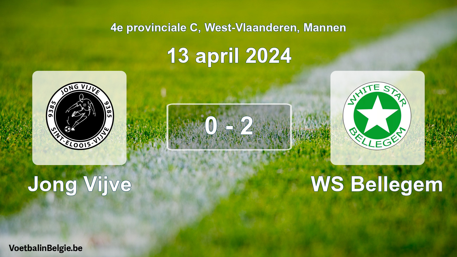 Gespeelde wedstrijd mannenvoetbal: Jong Vijve - WS Bellegem 0 - 2 (13 april 2024)
