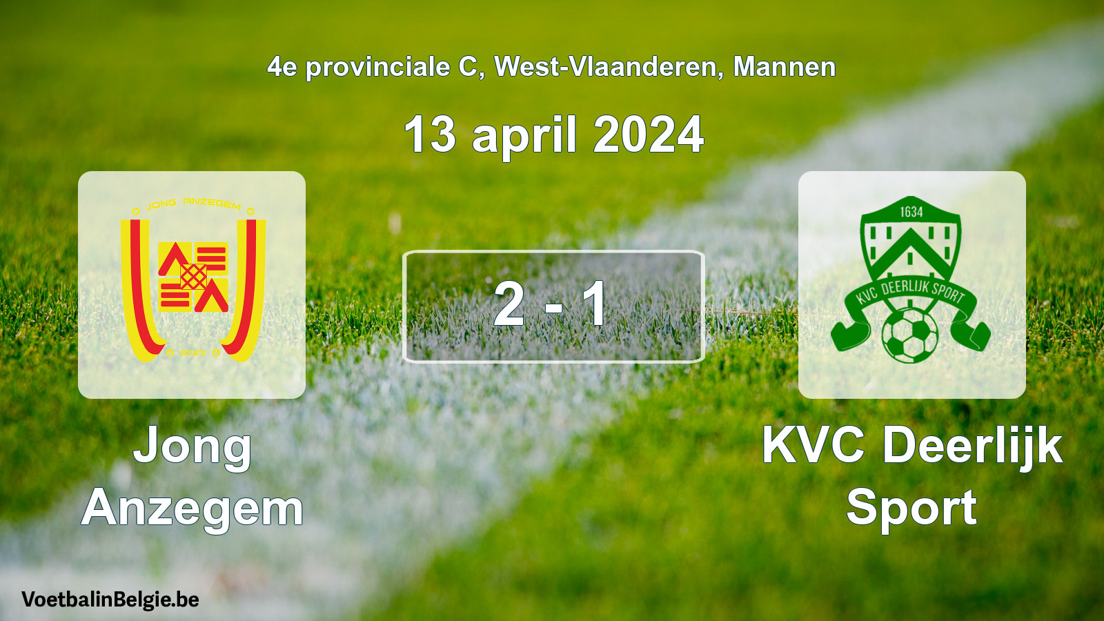 Gespeelde wedstrijd mannenvoetbal: Jong Anzegem - KVC Deerlijk Sport 2 - 1 (13 april 2024)