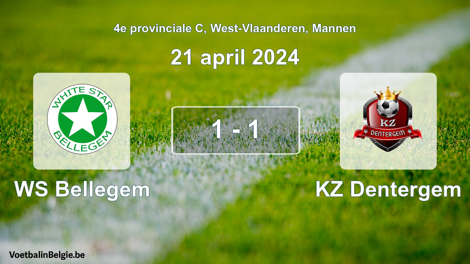 Gespeelde wedstrijd mannenvoetbal: WS Bellegem - KZ Dentergem 1 - 1 (21 april 2024)
