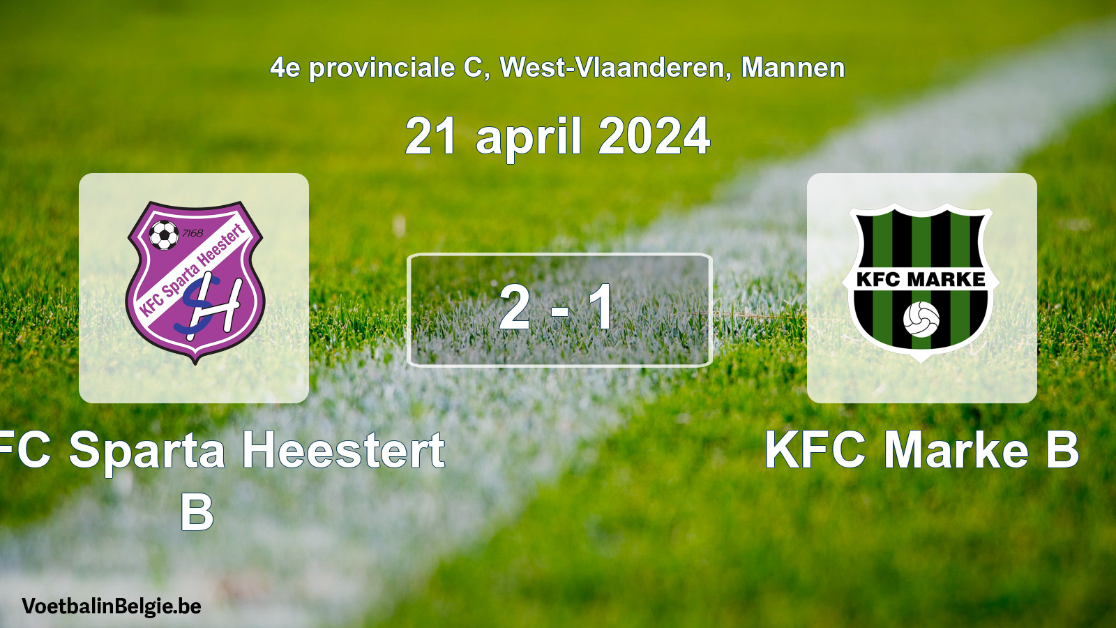 Gespeelde wedstrijd mannenvoetbal: KFC Sparta Heestert B - KFC Marke B 2 - 1 (21 april 2024)