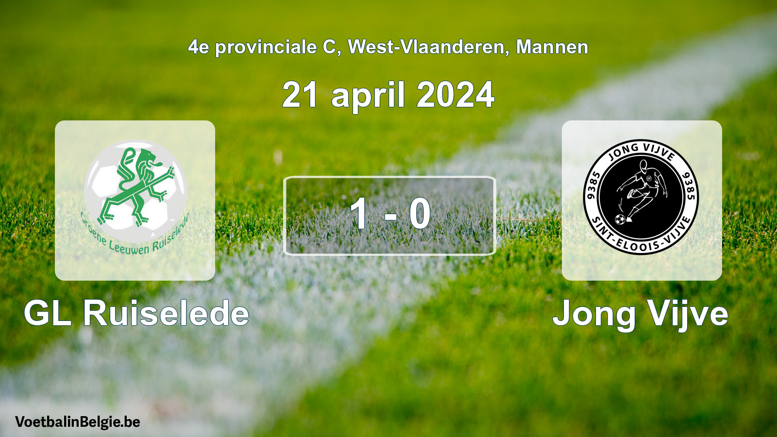 Gespeelde wedstrijd mannenvoetbal: GL Ruiselede - Jong Vijve 1 - 0 (21 april 2024)
