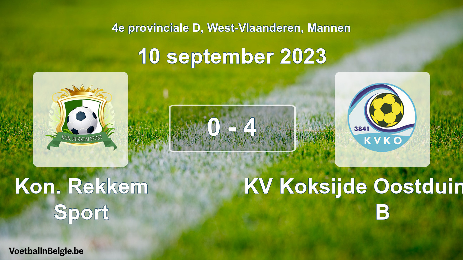 Gespeelde wedstrijd mannenvoetbal: Kon. Rekkem Sport - KV Koksijde Oostduinkerke B 0 - 4 (10 september 2023)